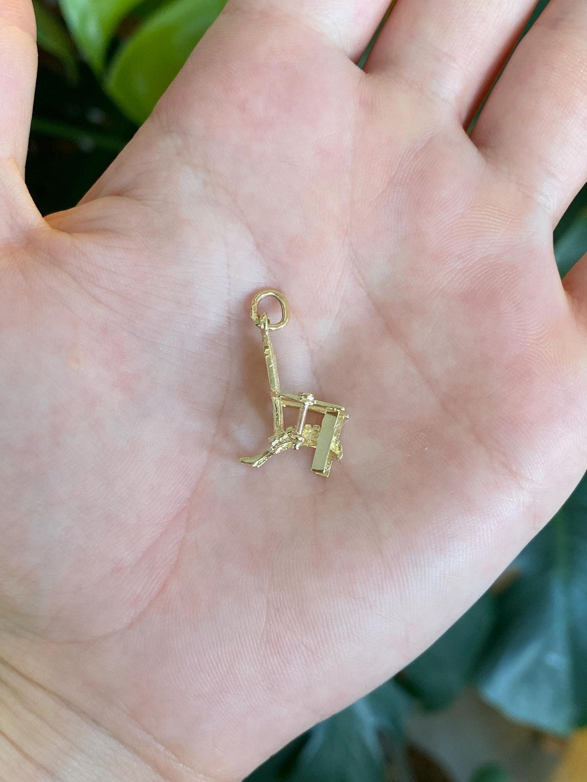 Vintage Solid 14k Yellow Gold Wooden Chair Charm