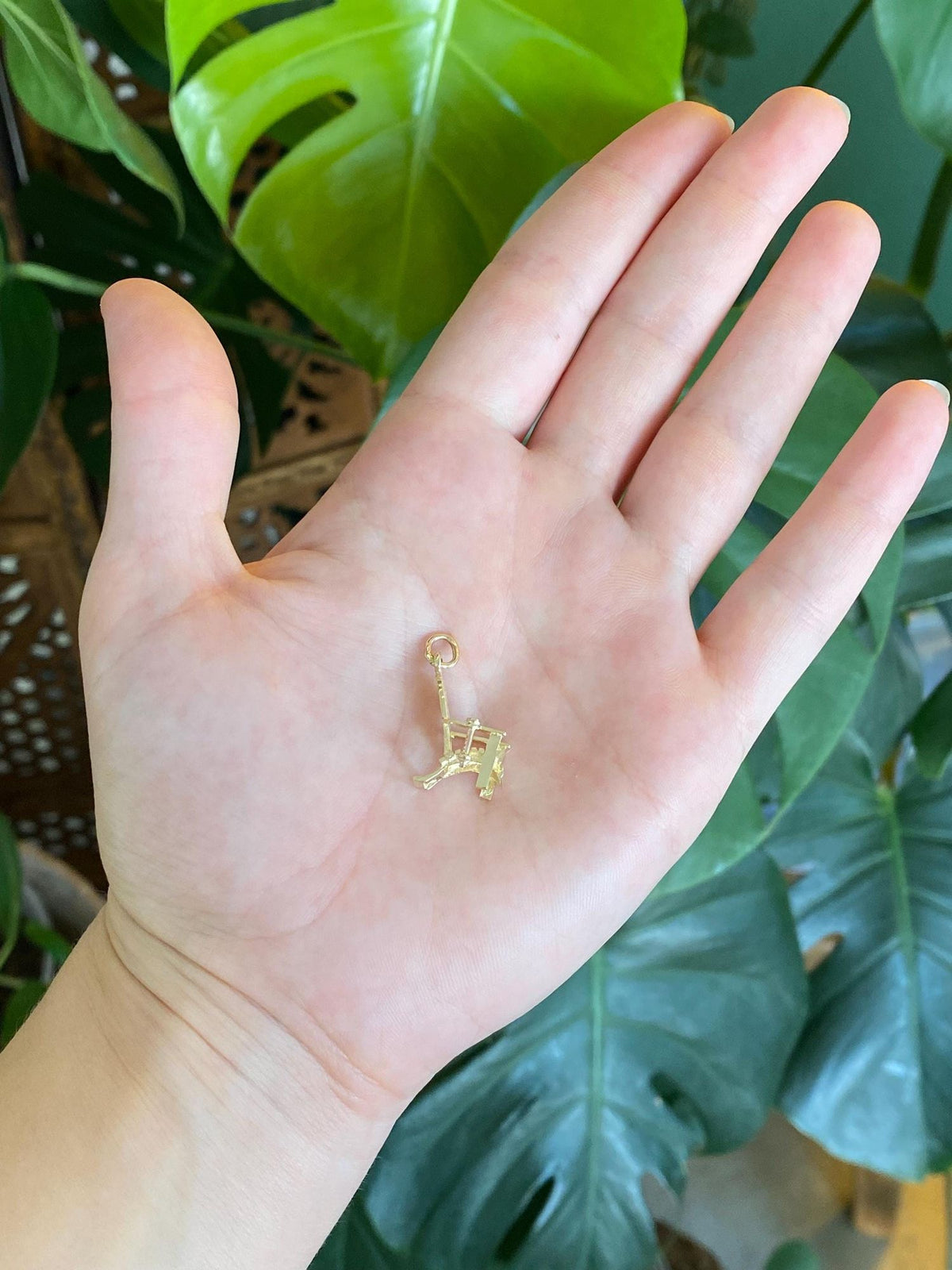 Vintage Solid 14k Yellow Gold Wooden Chair Charm