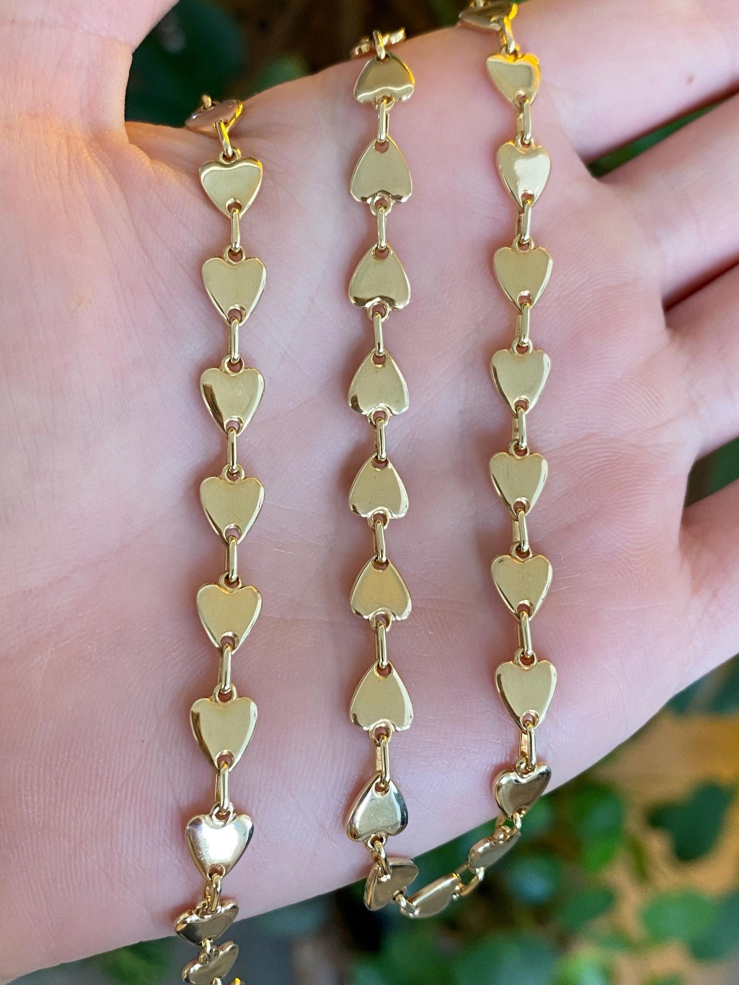 Vintage Solid 14k Yellow Gold Heart Link Necklace - 18.25 inches