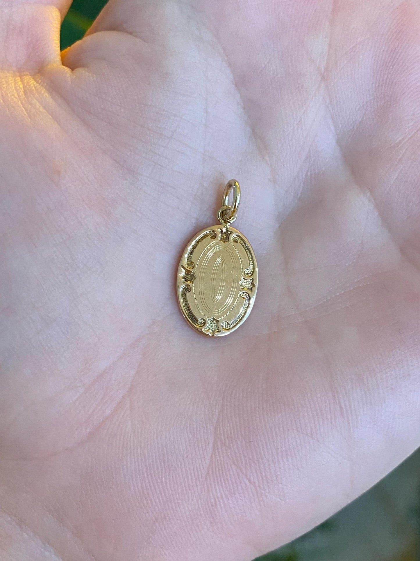 Vintage Solid 10k Yellow Gold Engraved Cufflink Conversion Charm