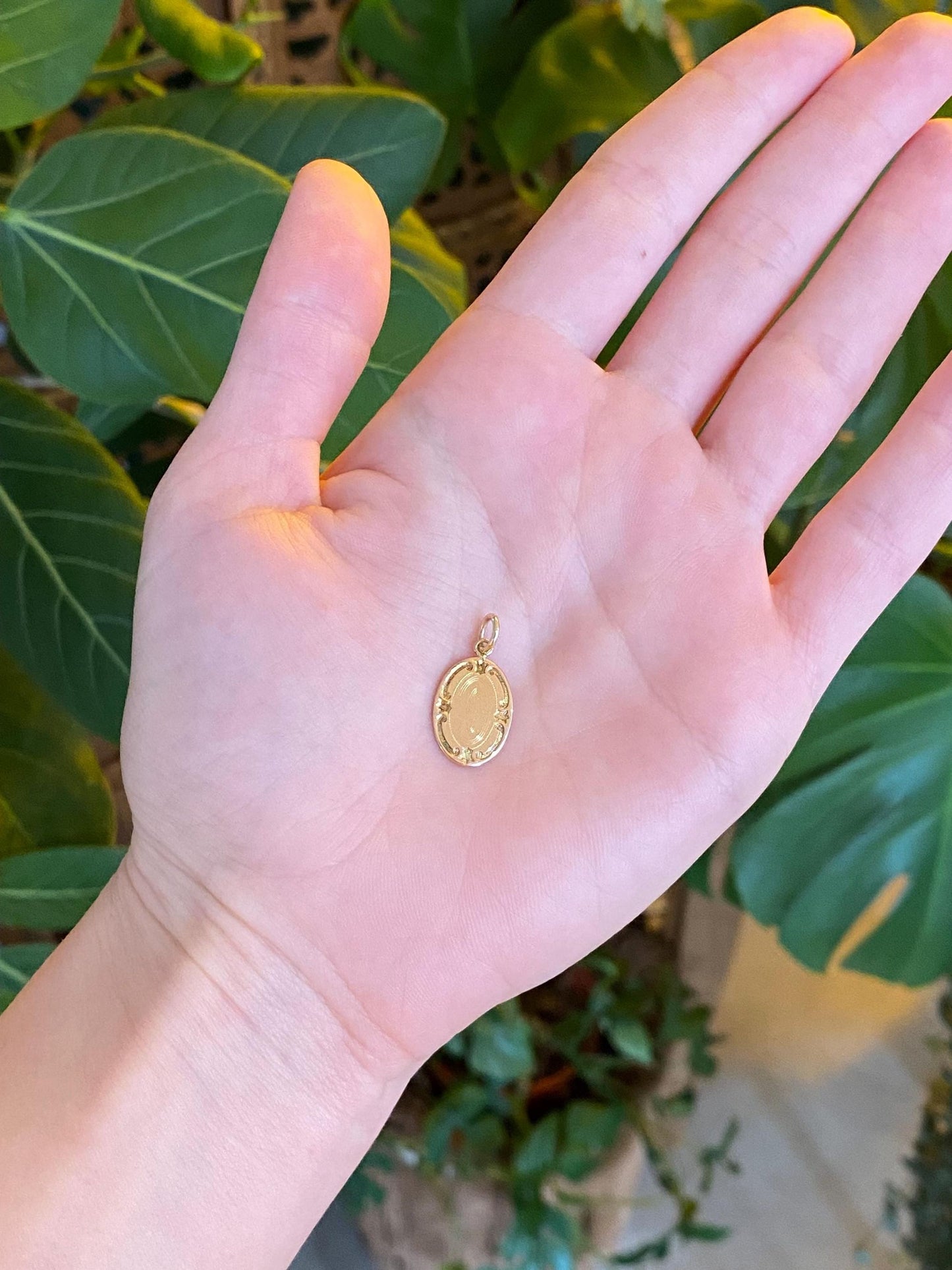 Vintage Solid 10k Yellow Gold Engraved Cufflink Conversion Charm