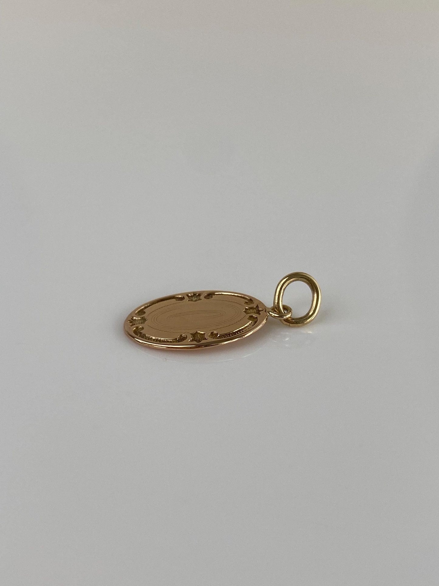 Vintage Solid 10k Yellow Gold Engraved Cufflink Conversion Charm