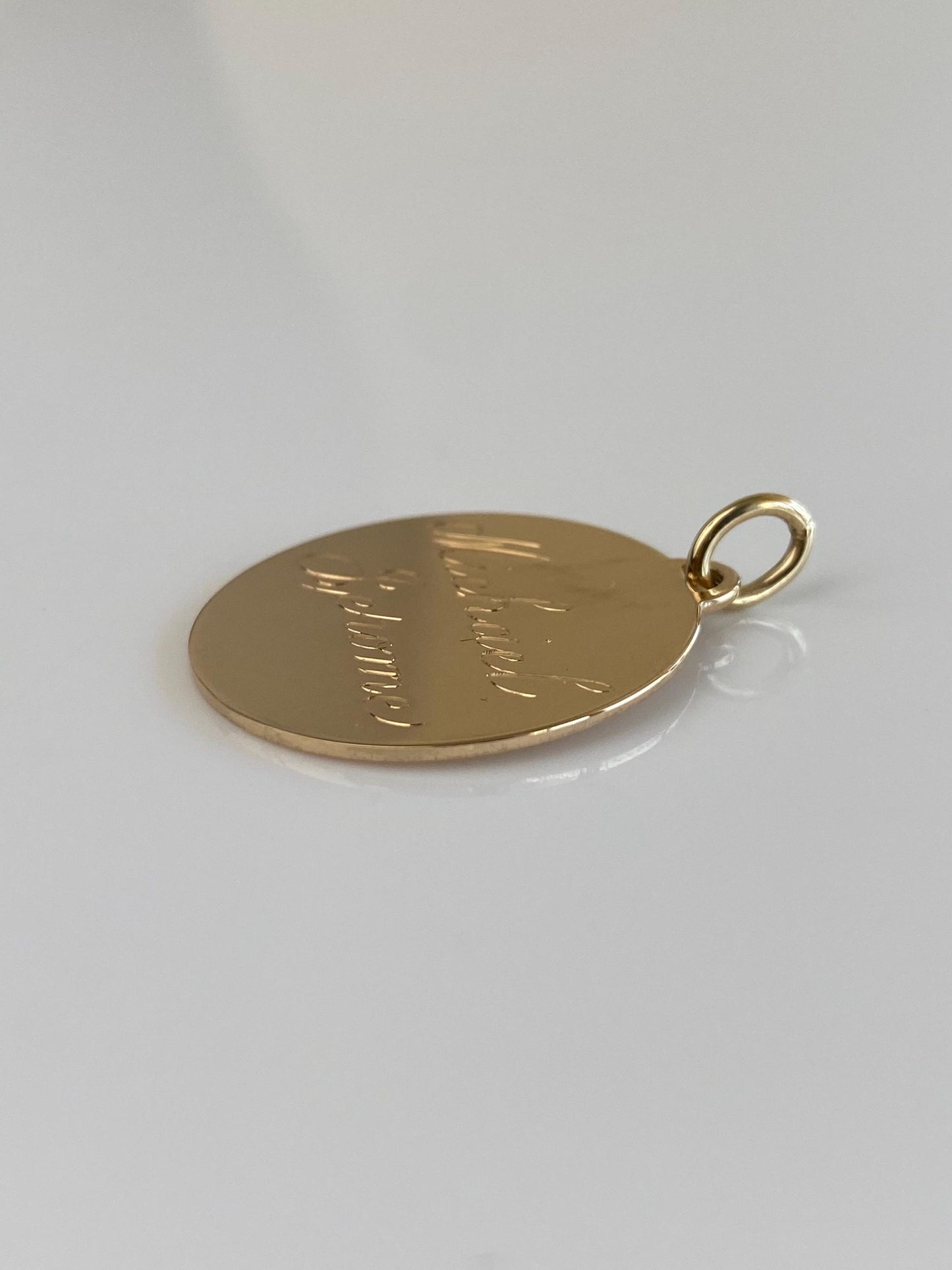 Solid 14k Yellow Gold 'Michael Jerome' Engraved Charm
