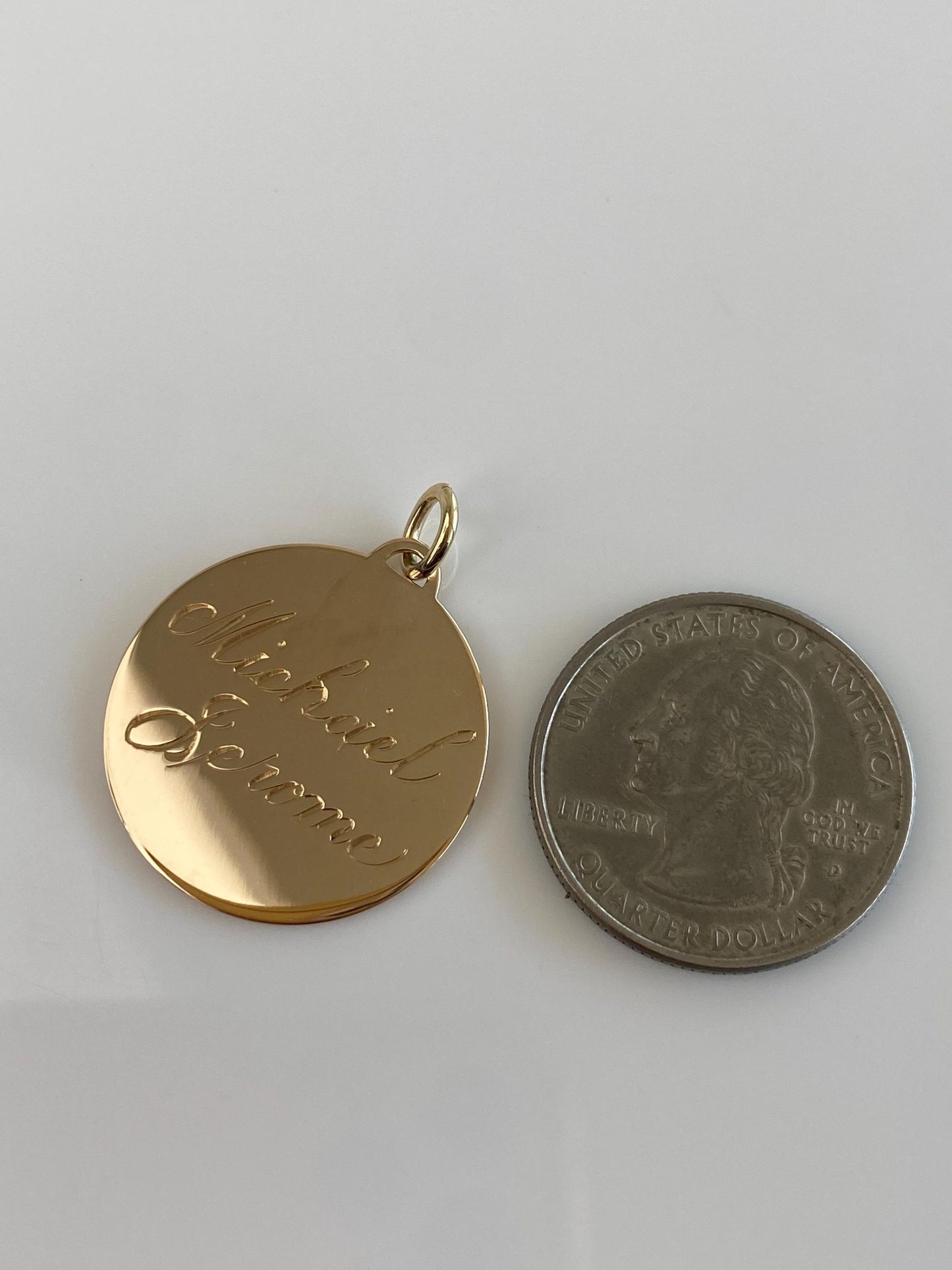 Solid 14k Yellow Gold 'Michael Jerome' Engraved Charm