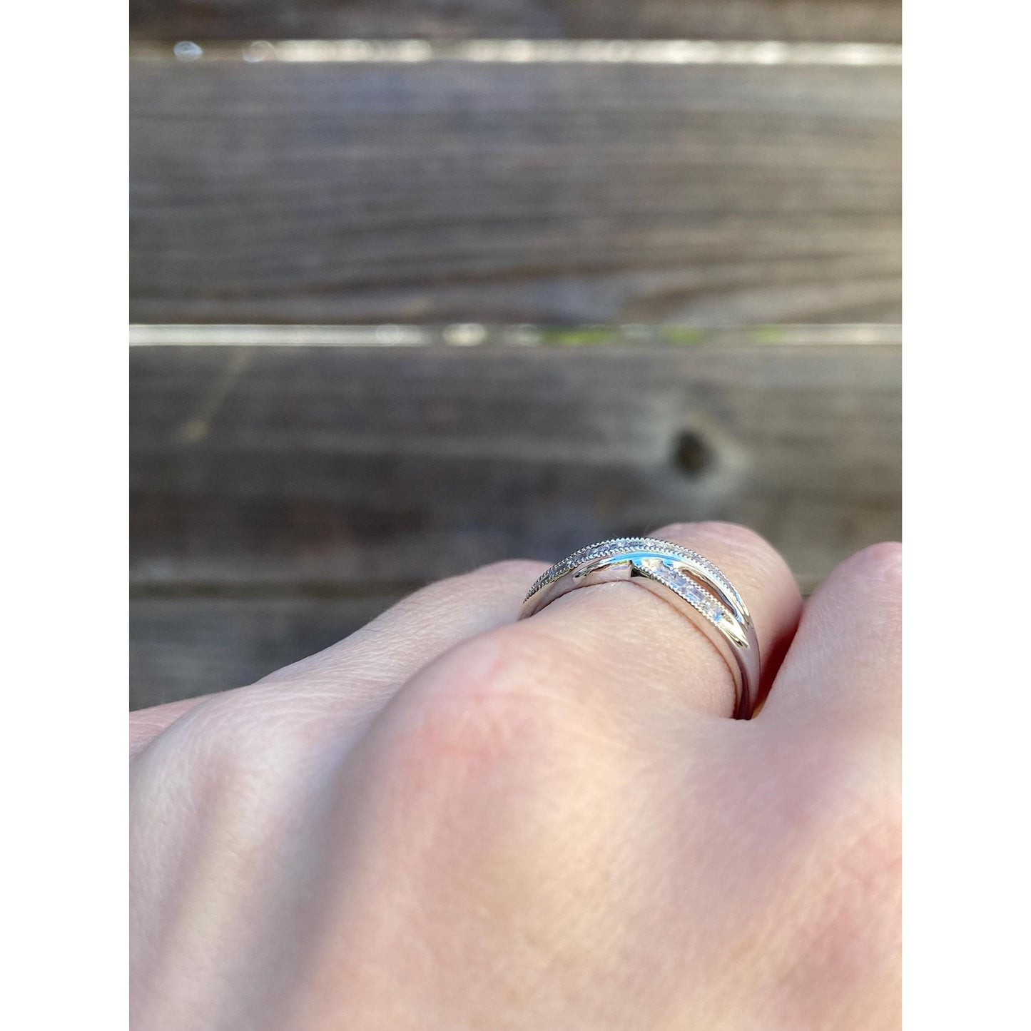 Vintage Solid 14k White Gold Diamond Twist Ring - Size 7