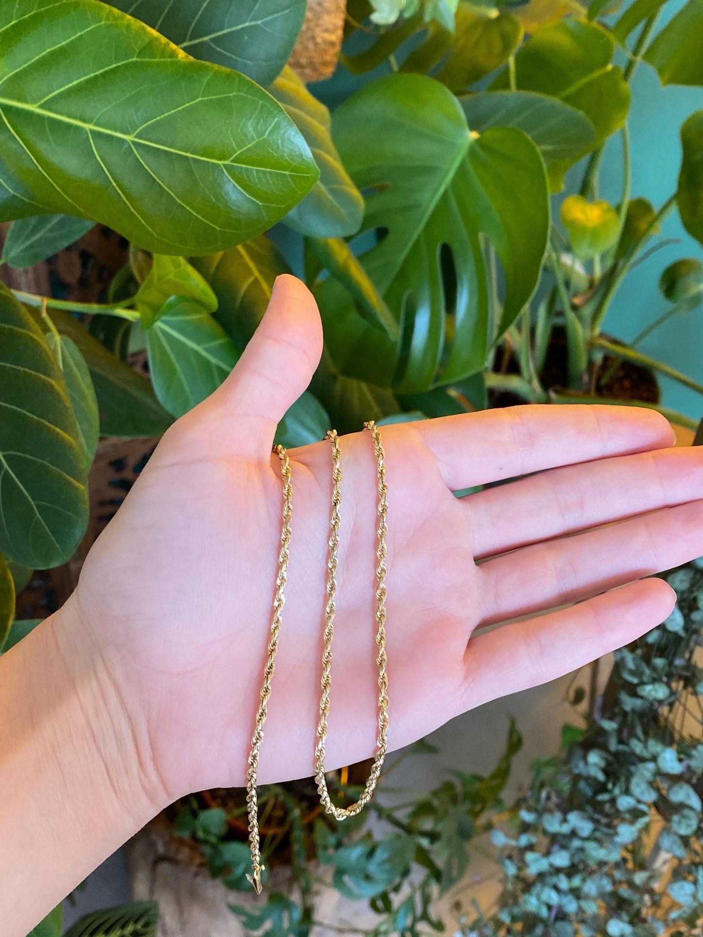 Vintage Solid 10k Yellow Gold Rope Chain Necklace - 22.75 inches