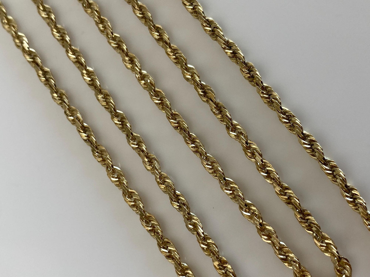 Vintage Solid 10k Yellow Gold Rope Chain Necklace - 22.75 inches