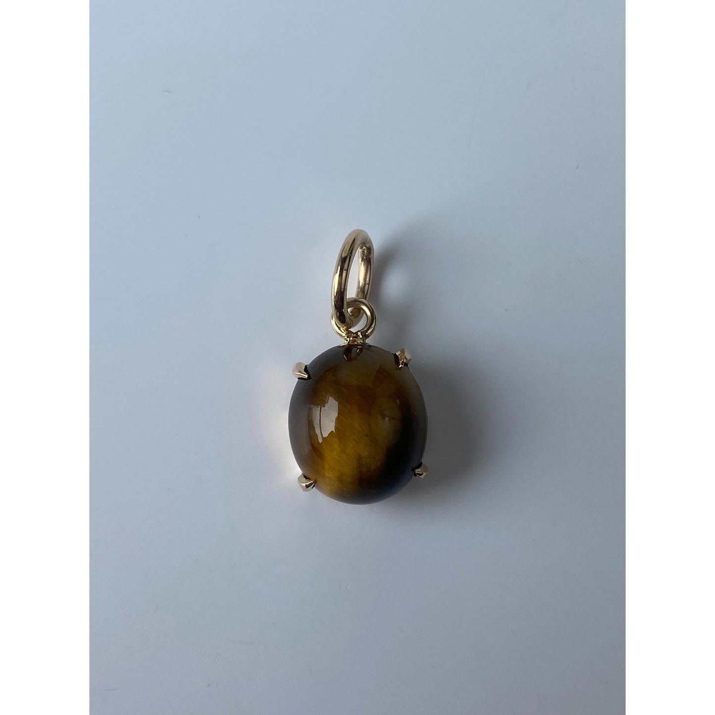 Vintage Solid 14k Yellow Gold Tigers Eye Charm