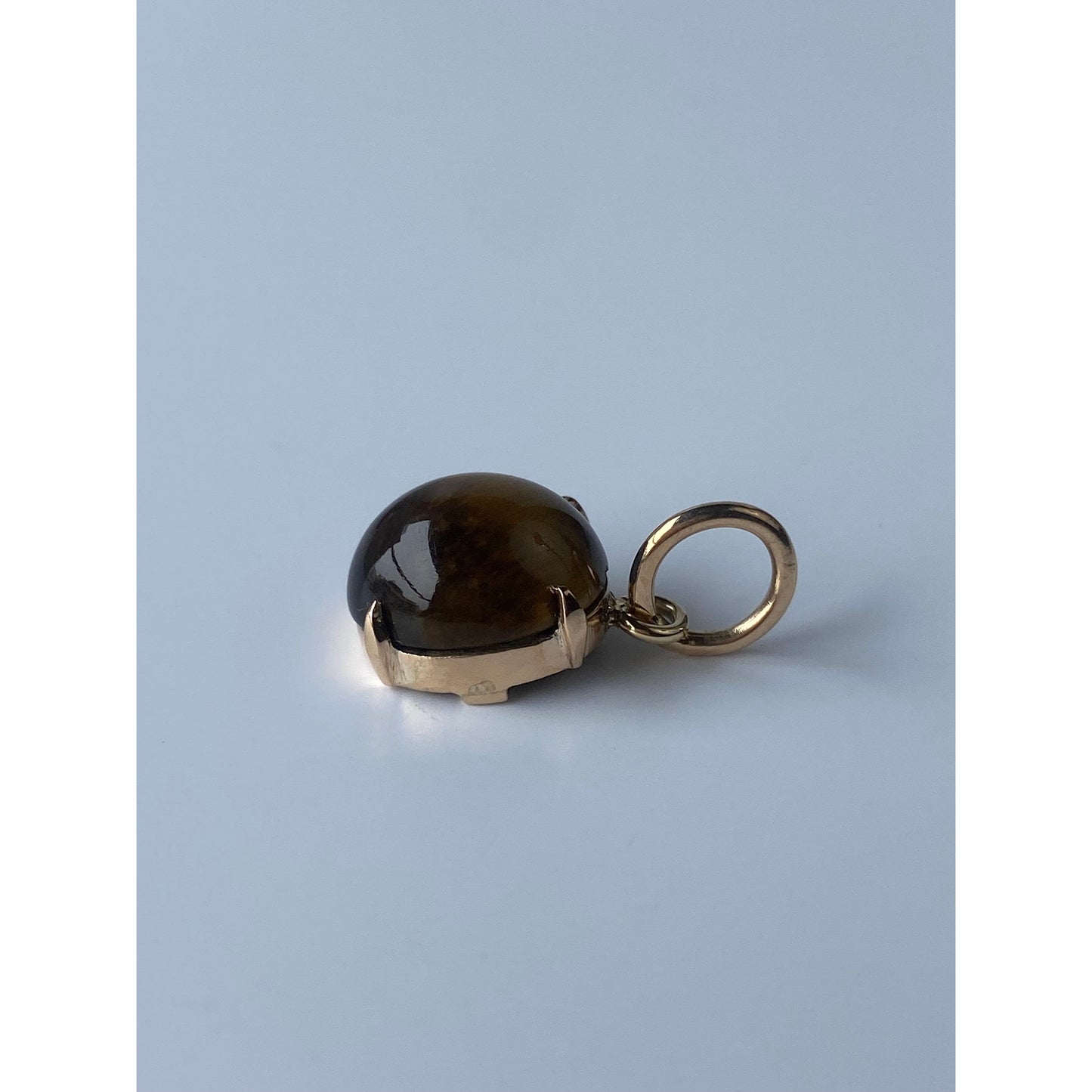 Vintage Solid 14k Yellow Gold Tigers Eye Charm