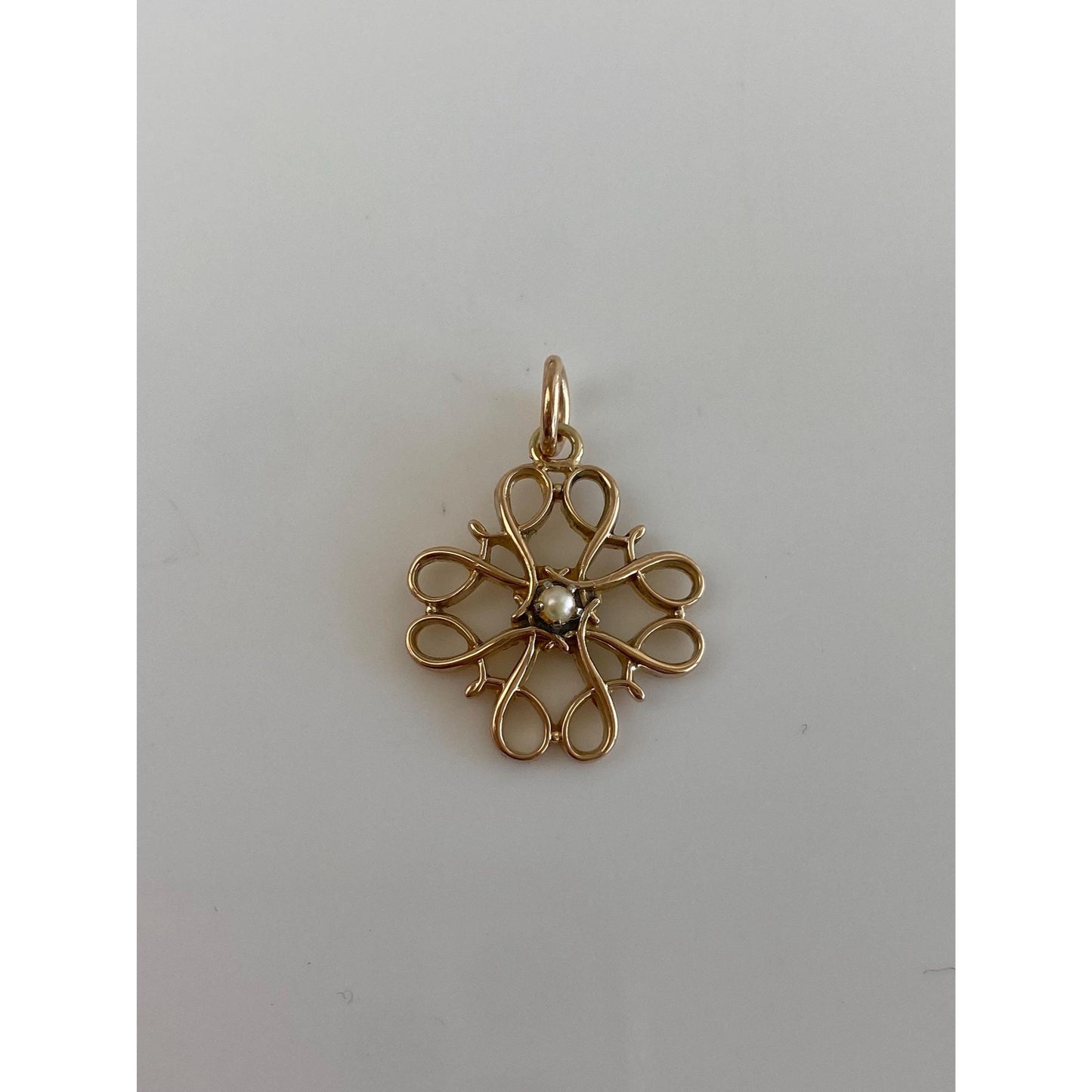 Vintage Solid 10k Yellow Gold Seed Pearl Charm