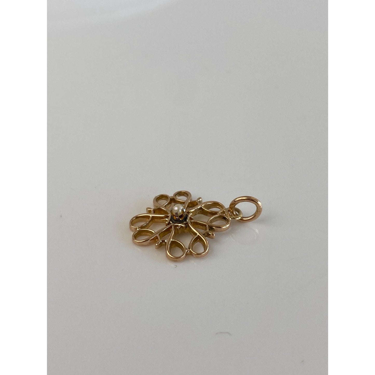Vintage Solid 10k Yellow Gold Seed Pearl Charm