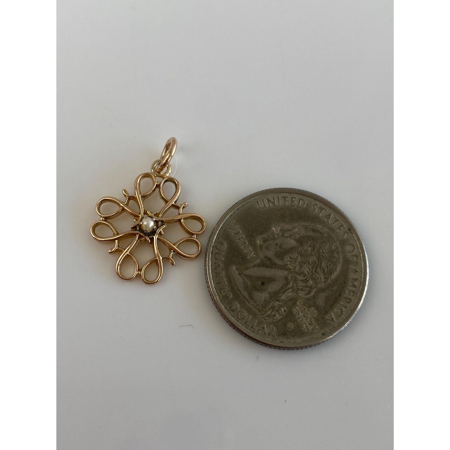 Vintage Solid 10k Yellow Gold Seed Pearl Charm