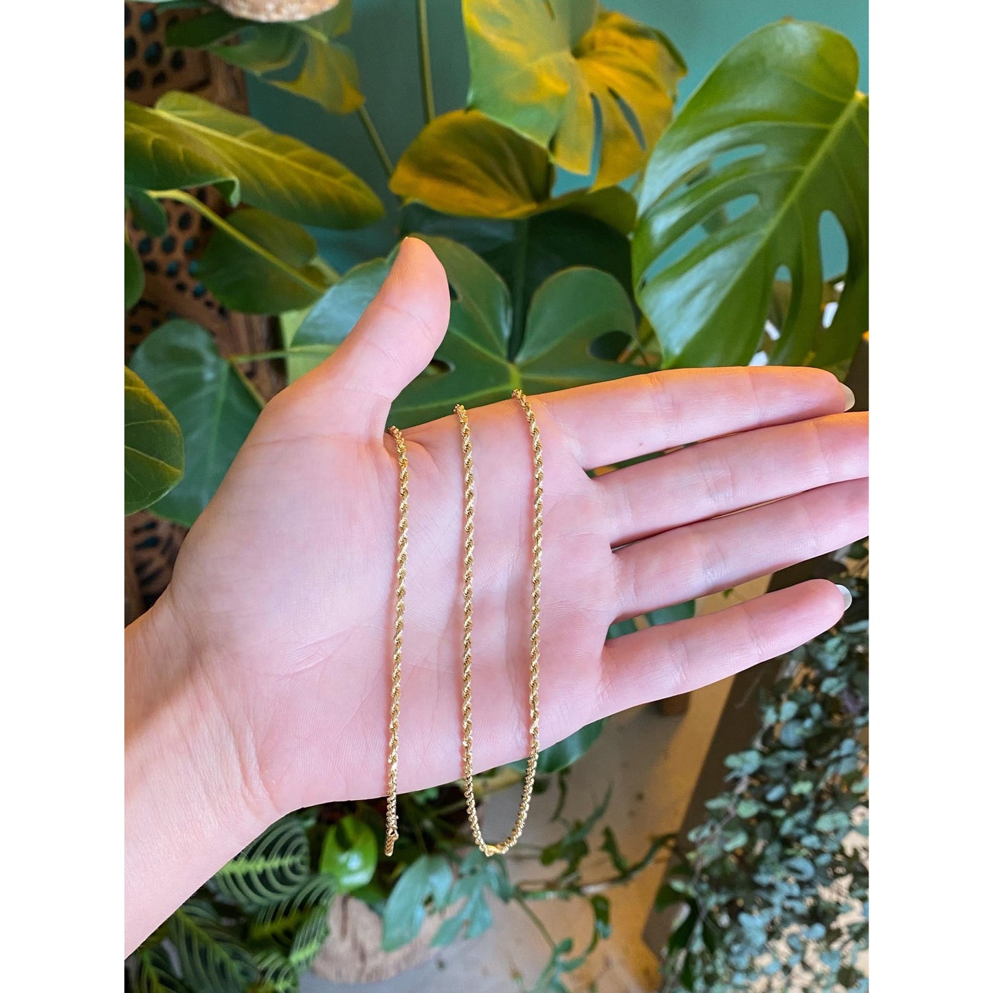 Vintage Solid 14k Yellow Gold Rope Chain Necklace - 30 inches