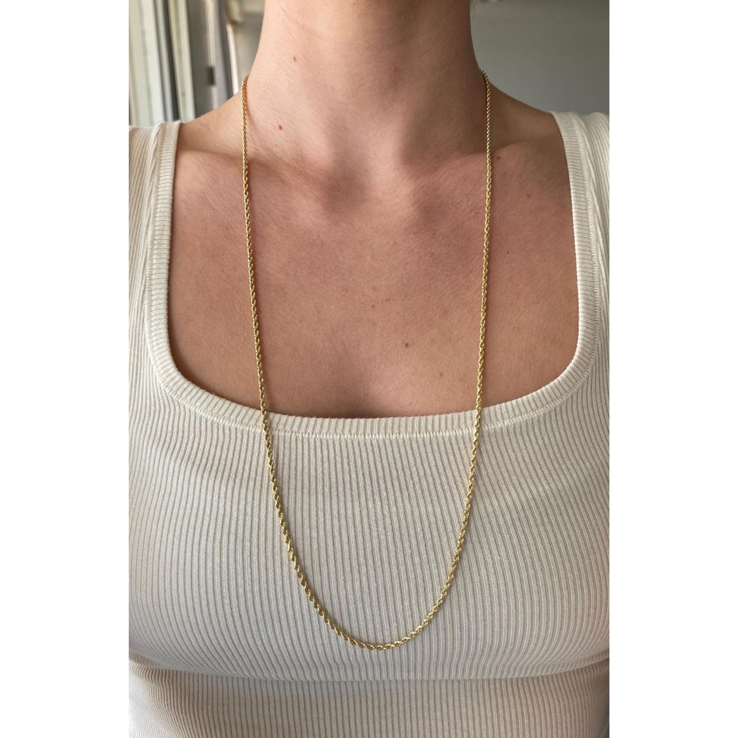 Vintage Solid 14k Yellow Gold Rope Chain Necklace - 30 inches