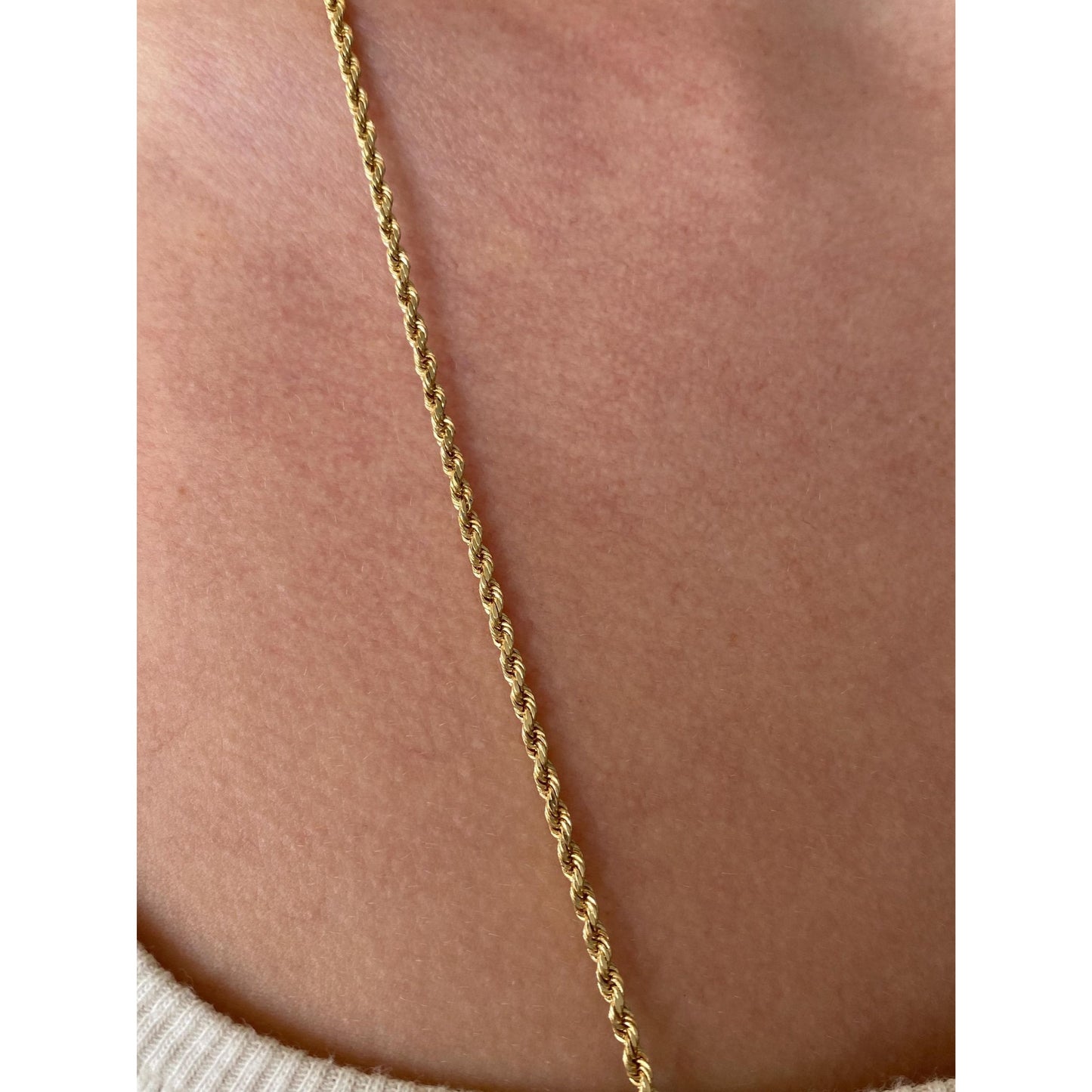 Vintage Solid 14k Yellow Gold Rope Chain Necklace - 30 inches