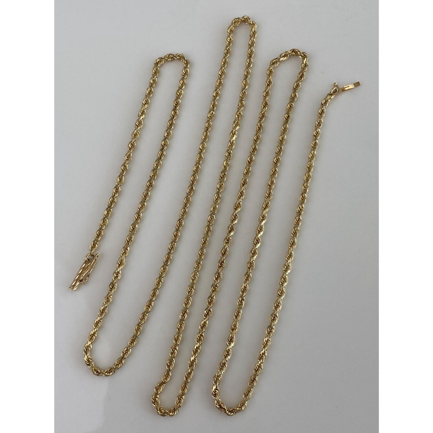 Vintage Solid 14k Yellow Gold Rope Chain Necklace - 30 inches