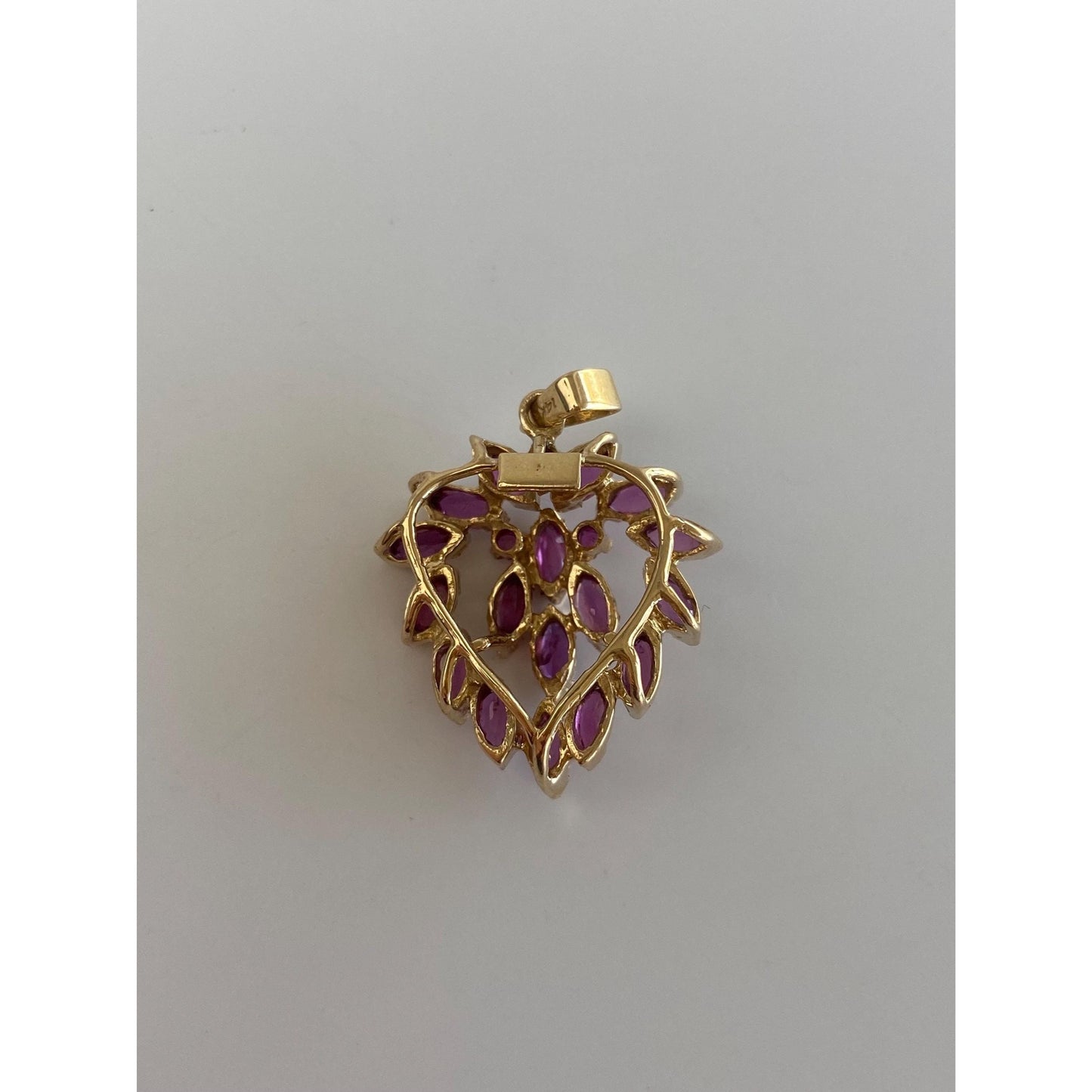 Vintage Solid 14k Yellow Gold Pink Spinel Cluster Charm