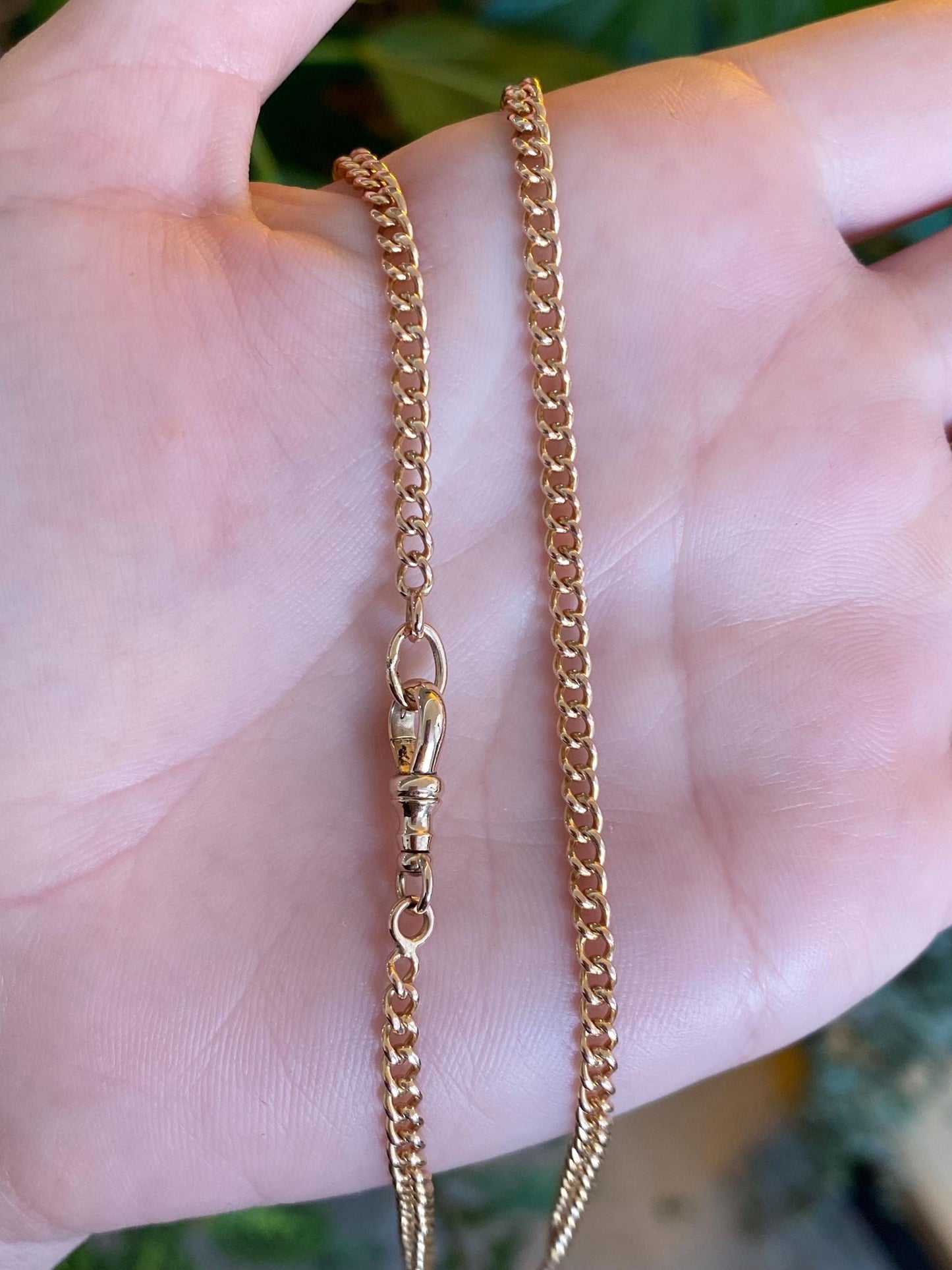 Vintage Solid 18k Rose Gold Pocket Watch Chain Necklace - 18 inches