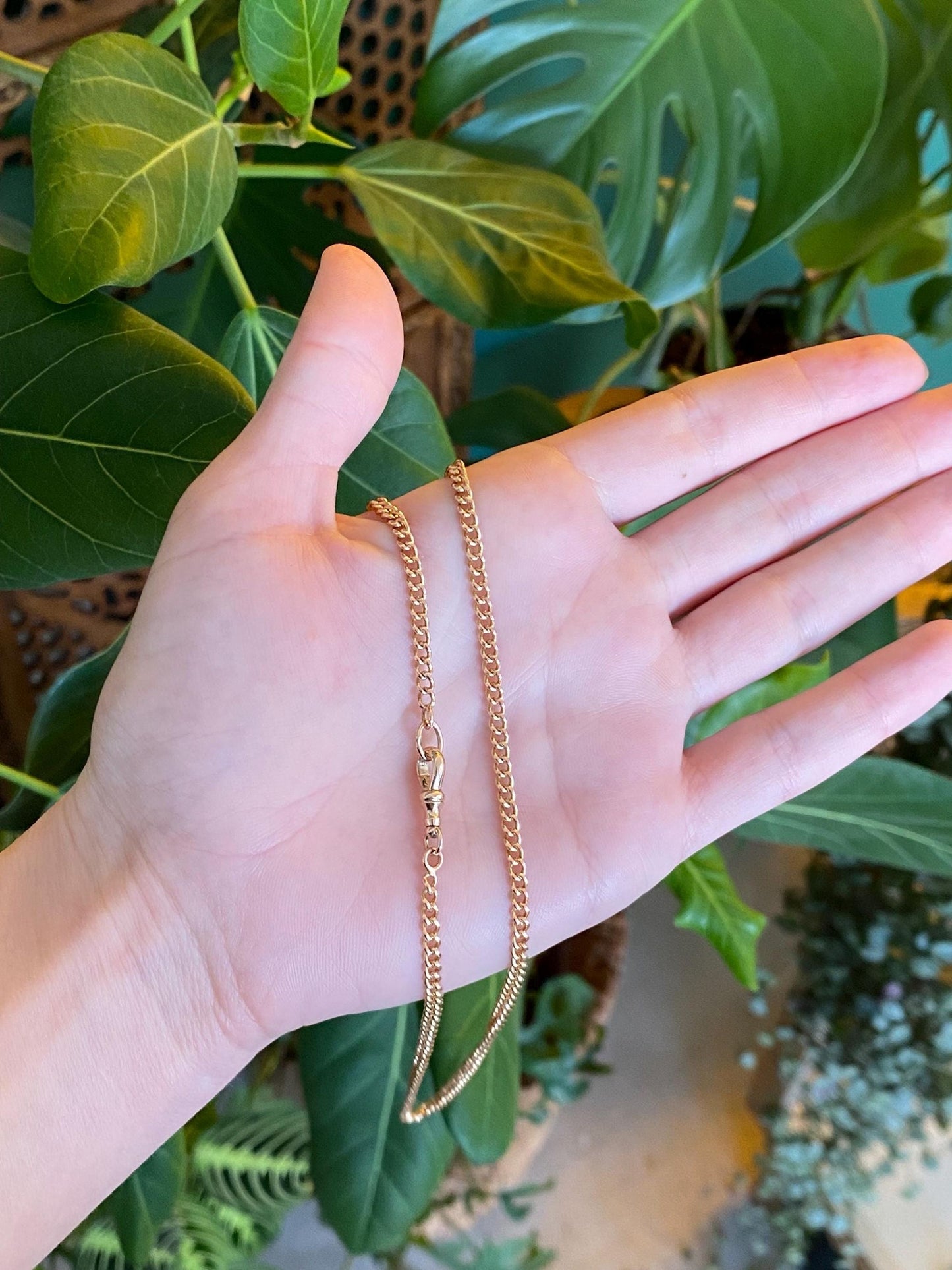 Vintage Solid 18k Rose Gold Pocket Watch Chain Necklace - 18 inches