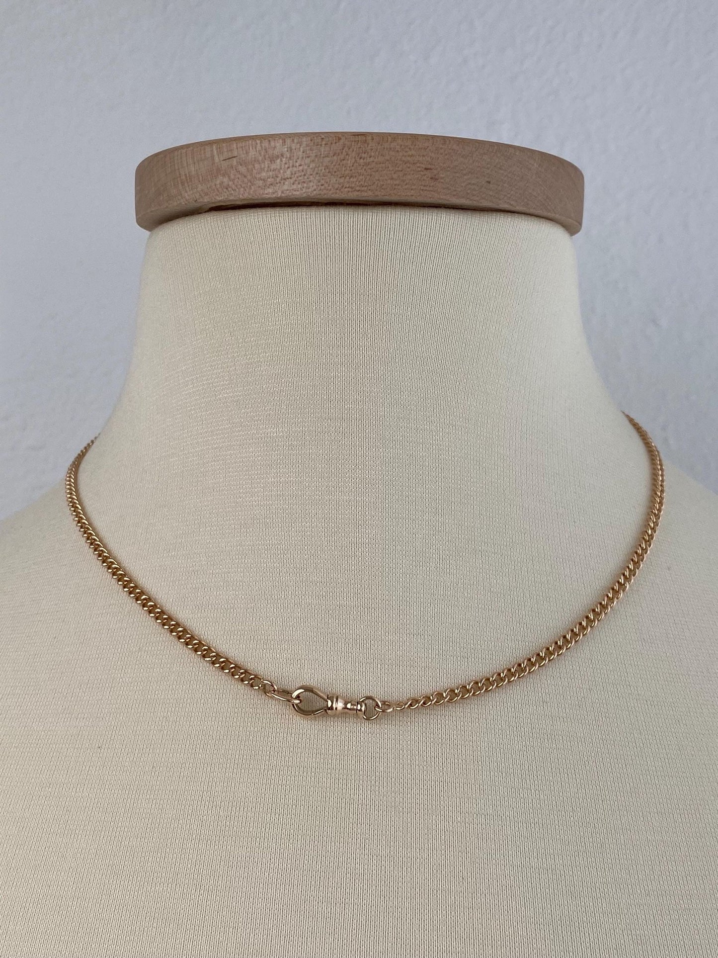 Vintage Solid 18k Rose Gold Pocket Watch Chain Necklace - 18 inches