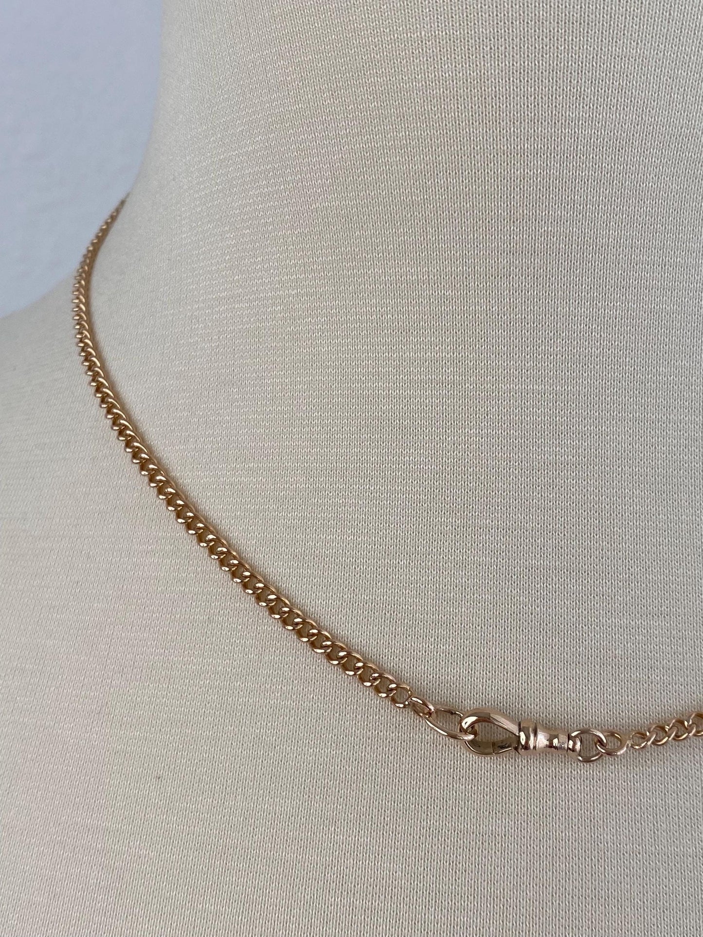 Vintage Solid 18k Rose Gold Pocket Watch Chain Necklace - 18 inches