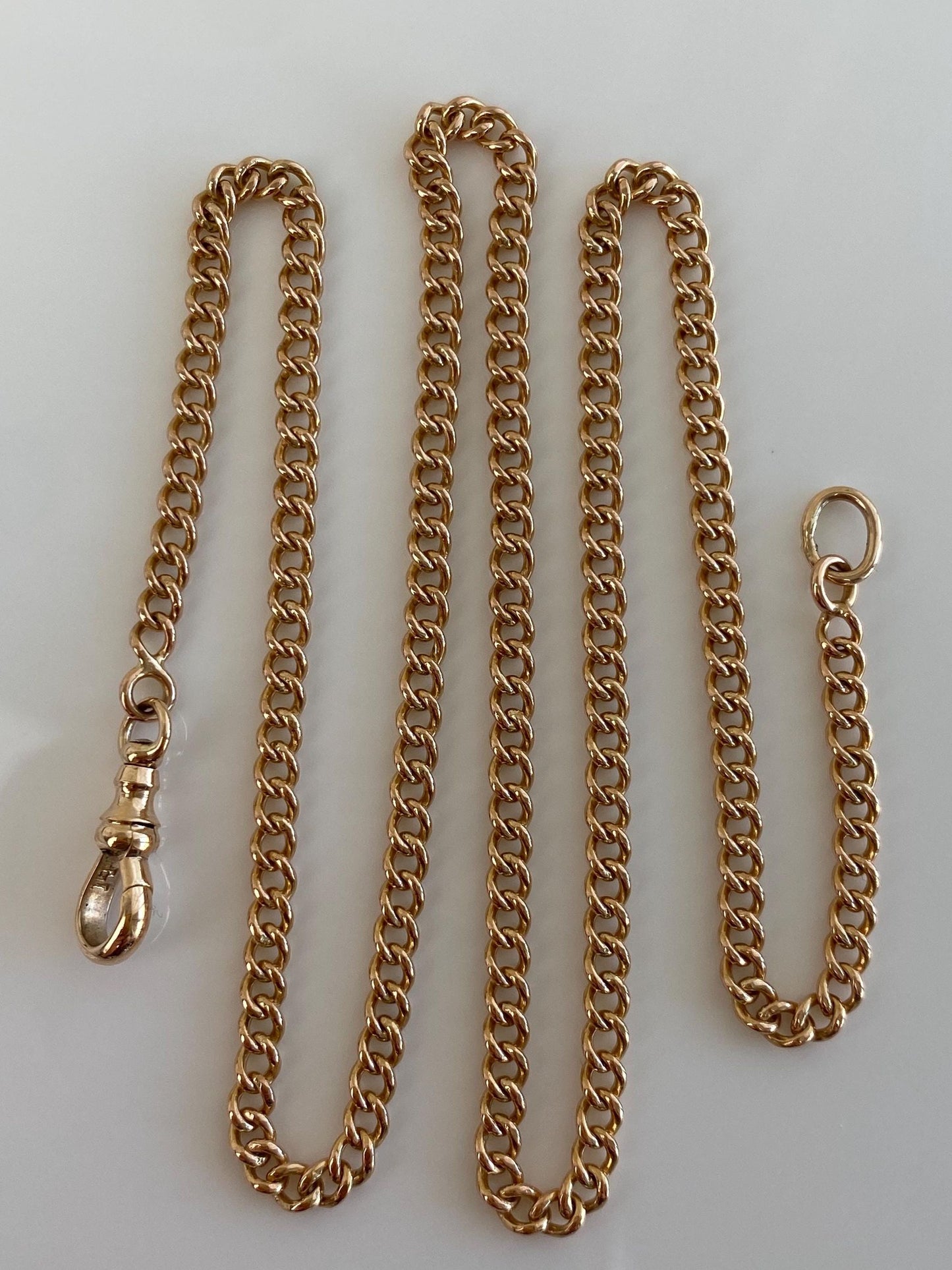 Vintage Solid 18k Rose Gold Pocket Watch Chain Necklace - 18 inches