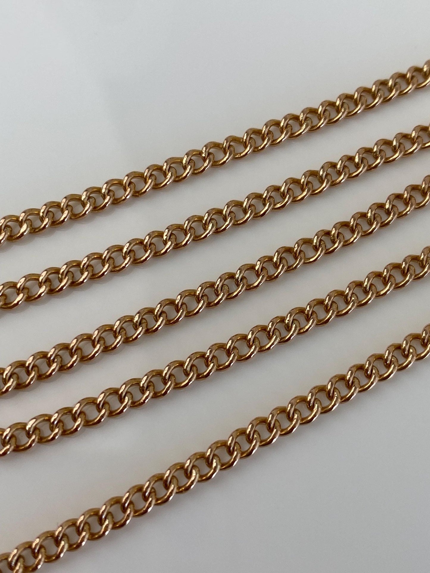 Vintage Solid 18k Rose Gold Pocket Watch Chain Necklace - 18 inches