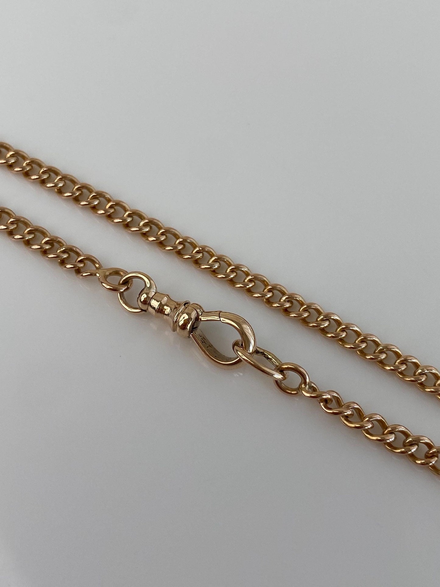 Vintage Solid 18k Rose Gold Pocket Watch Chain Necklace - 18 inches