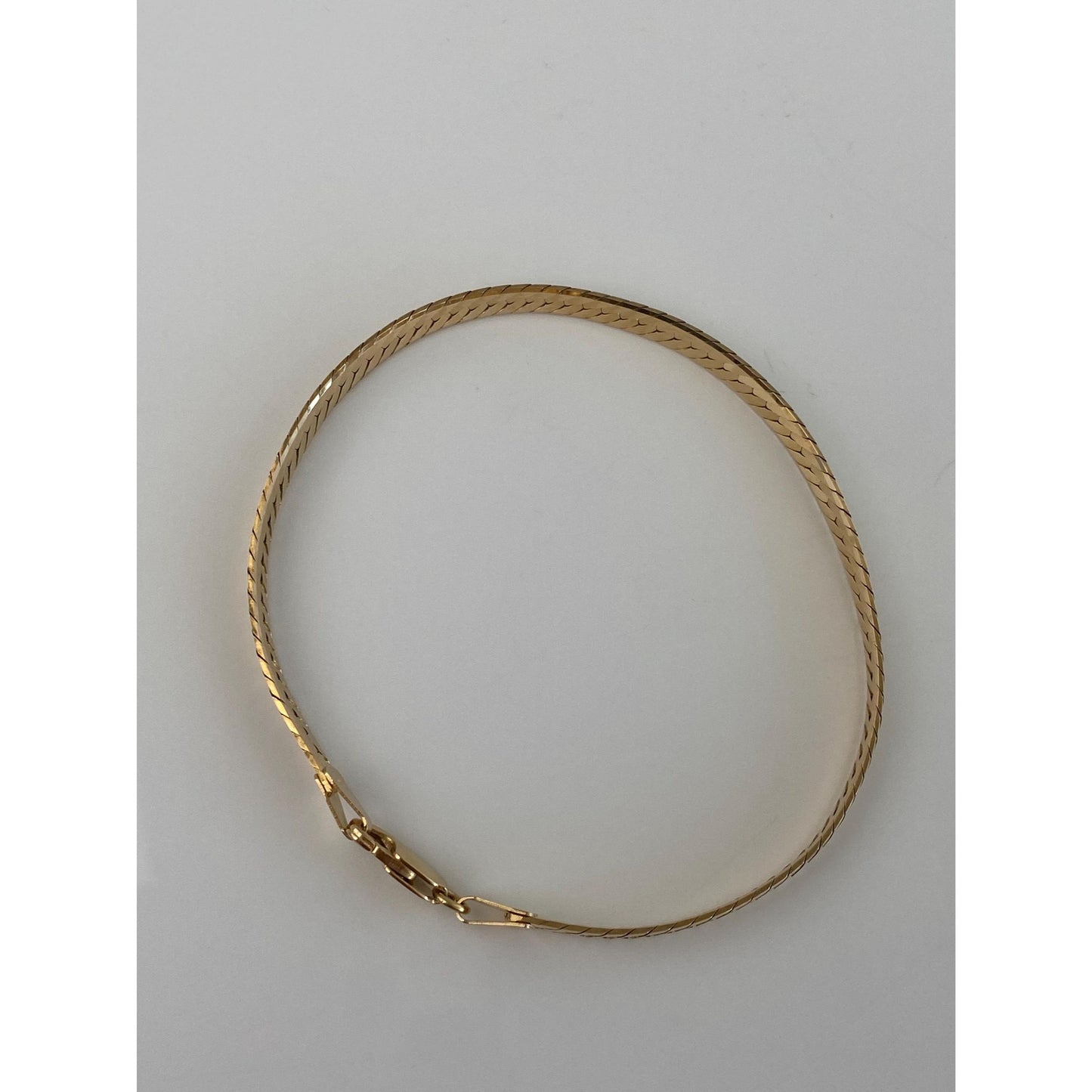 Vintage Solid 14k Yellow Gold Herringbone Chain Bracelet - 8 inches