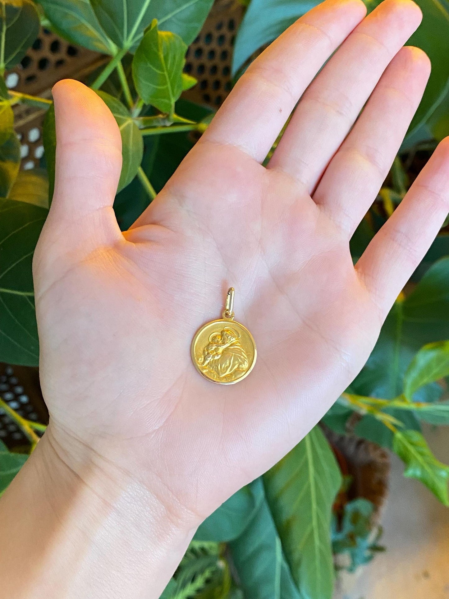 Vintage Solid 18k Yellow Gold Saint Joseph Religious Charm