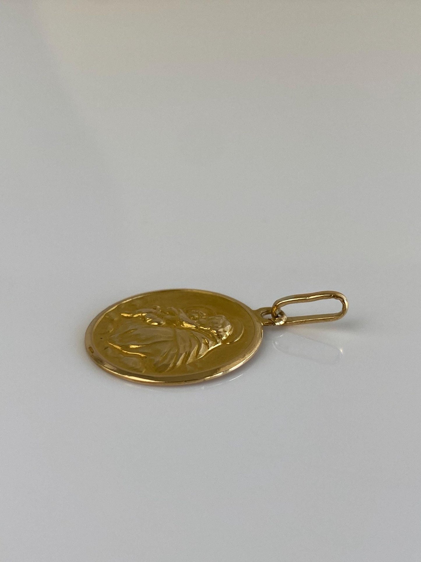 Vintage Solid 18k Yellow Gold Saint Joseph Religious Charm
