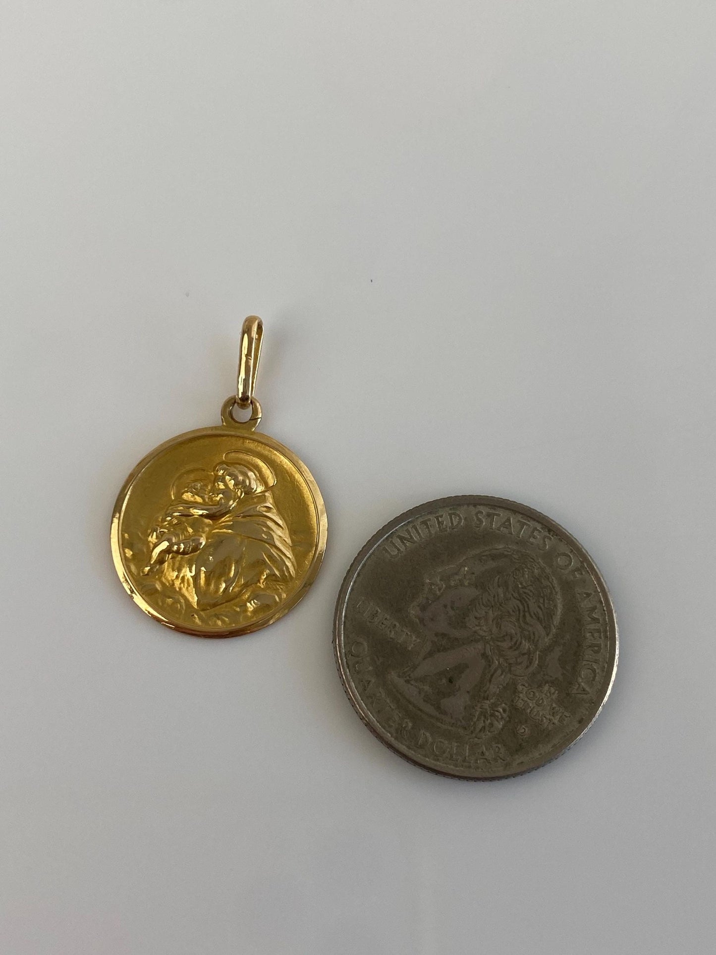 Vintage Solid 18k Yellow Gold Saint Joseph Religious Charm