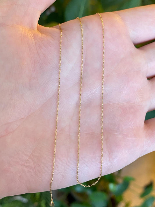 Vintage Solid 14k Yellow Gold Dainty Chain Necklace - 18.25 inches