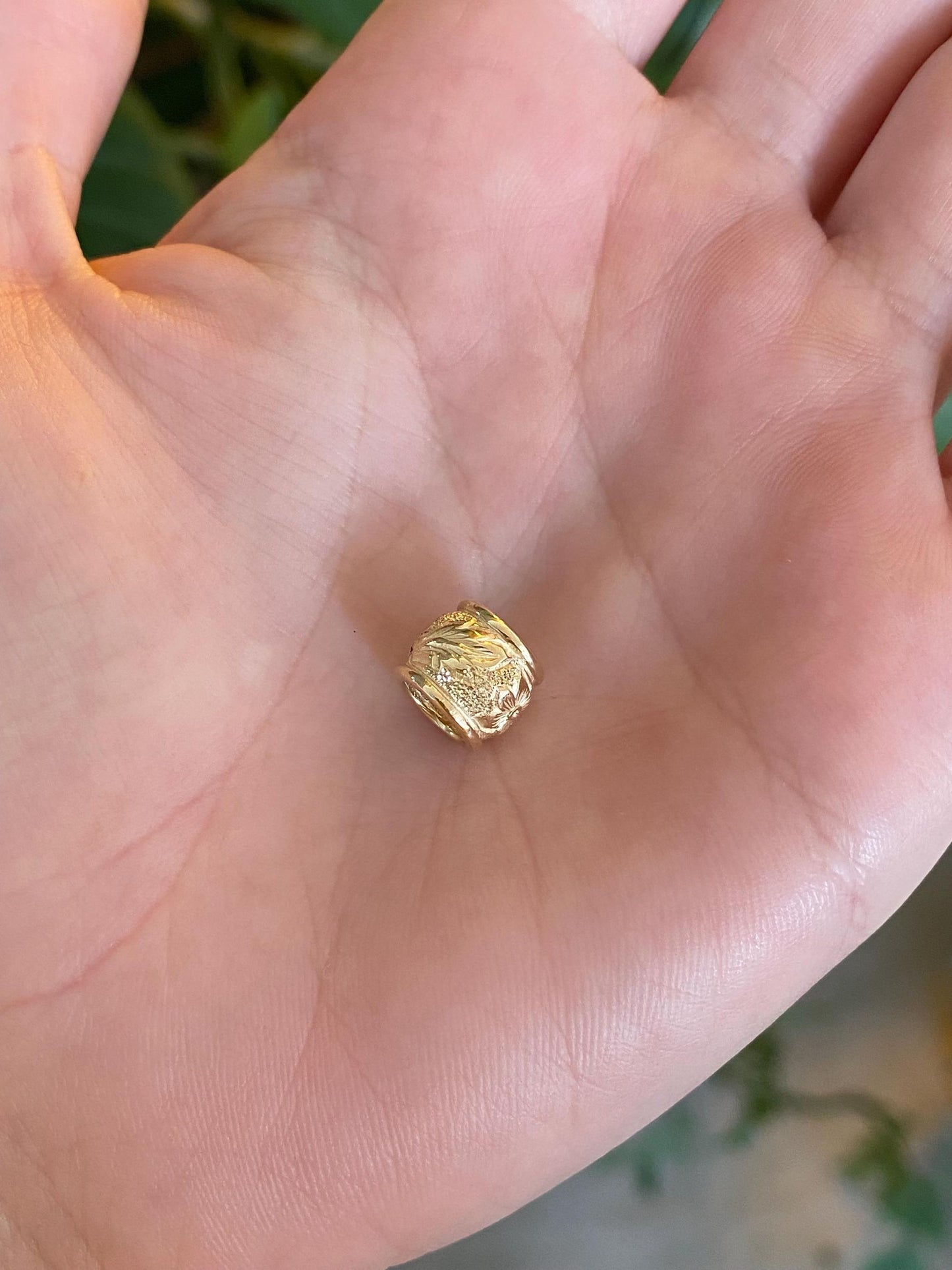 Vintage Solid 14k Yellow Gold Floral Slide Charm