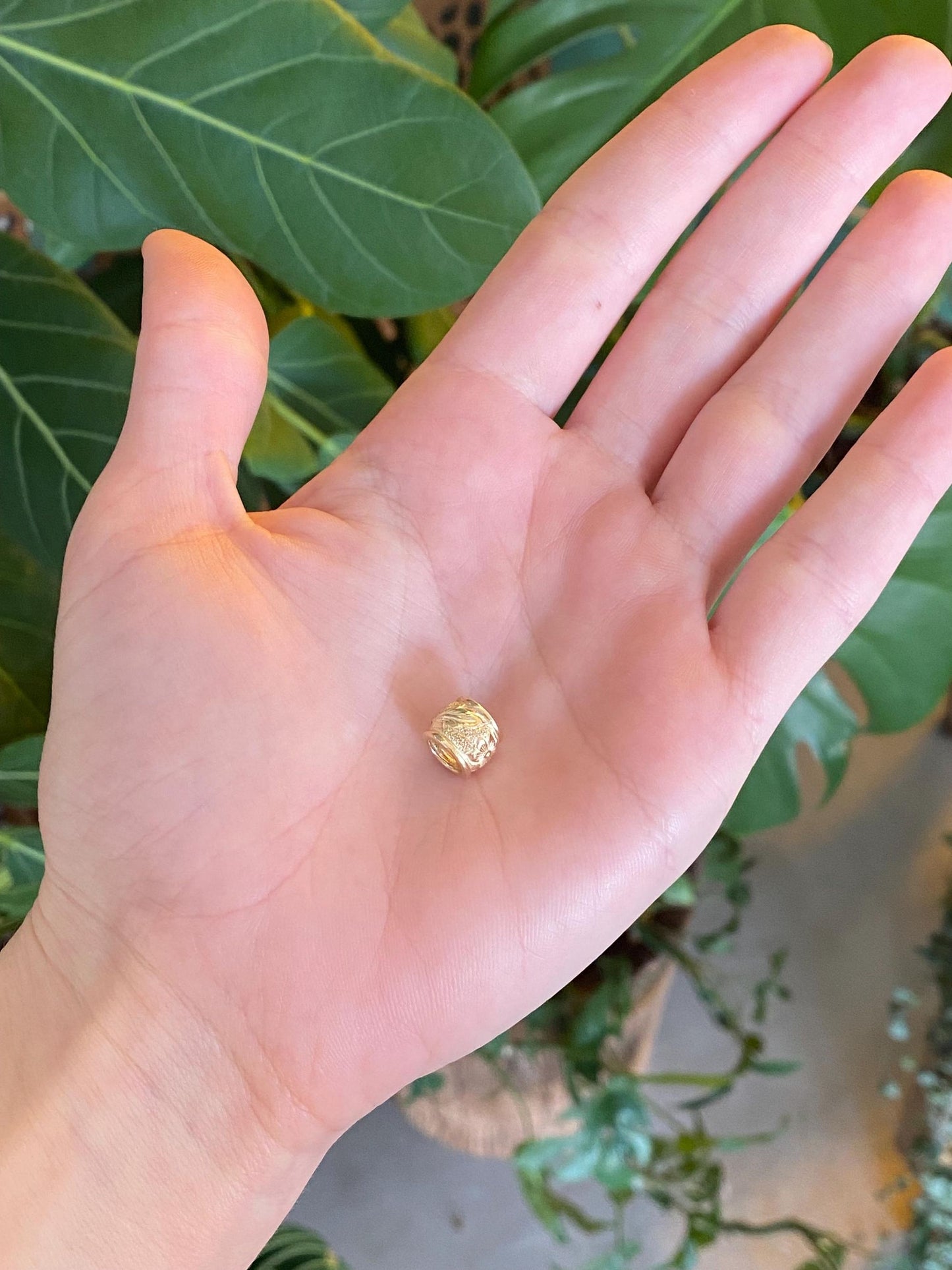 Vintage Solid 14k Yellow Gold Floral Slide Charm