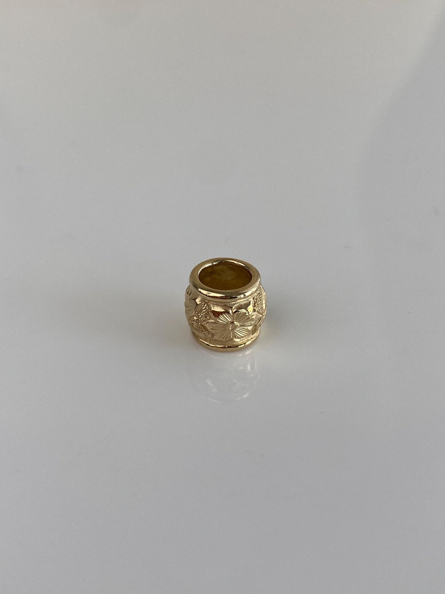 Vintage Solid 14k Yellow Gold Floral Slide Charm