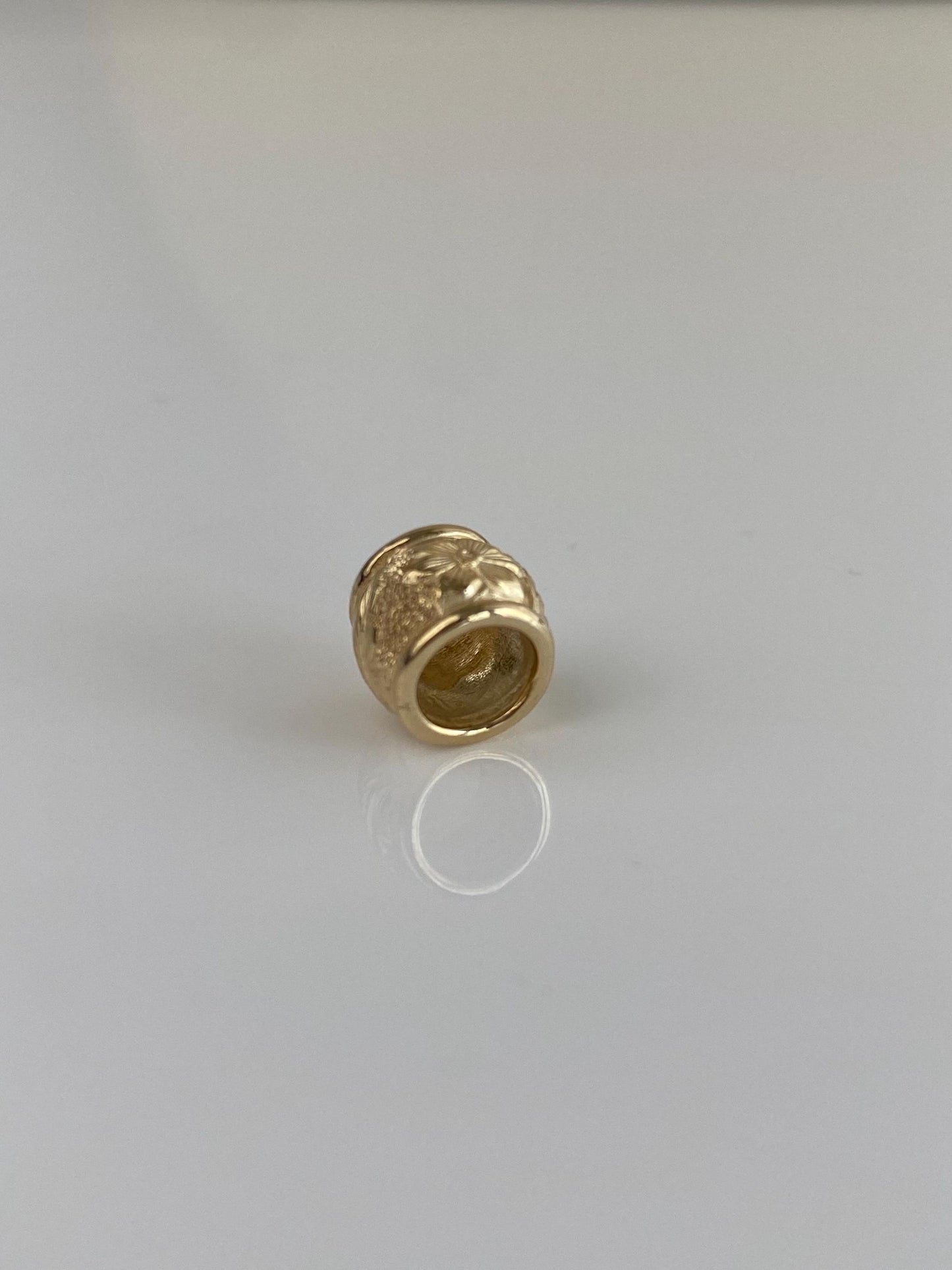 Vintage Solid 14k Yellow Gold Floral Slide Charm