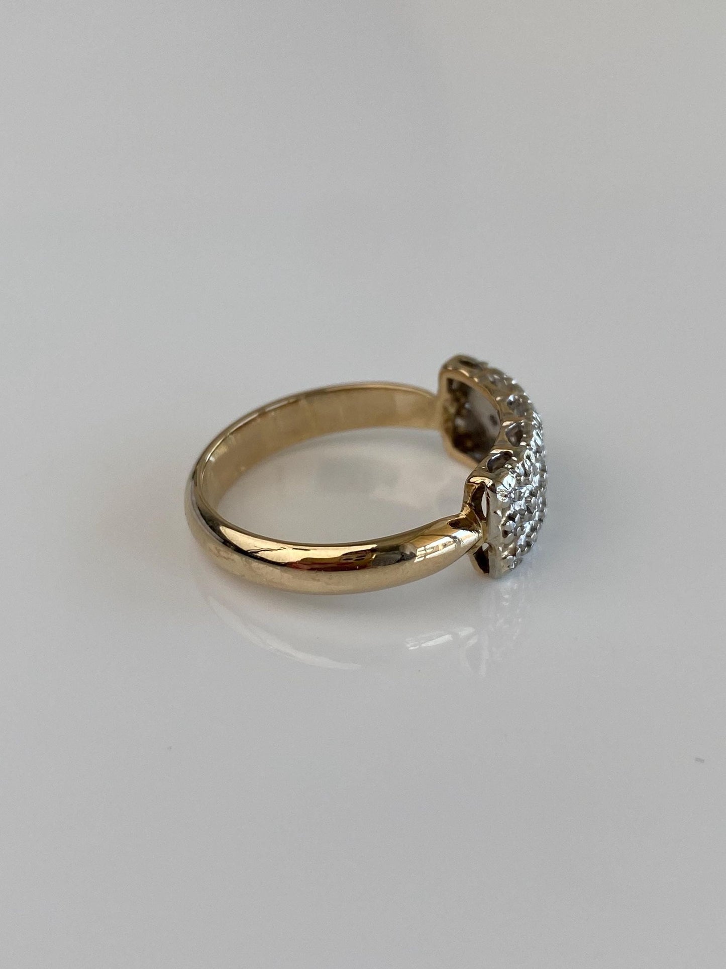 Vintage Solid 14k White & Yellow Gold Diamond Ring - Size 9.5