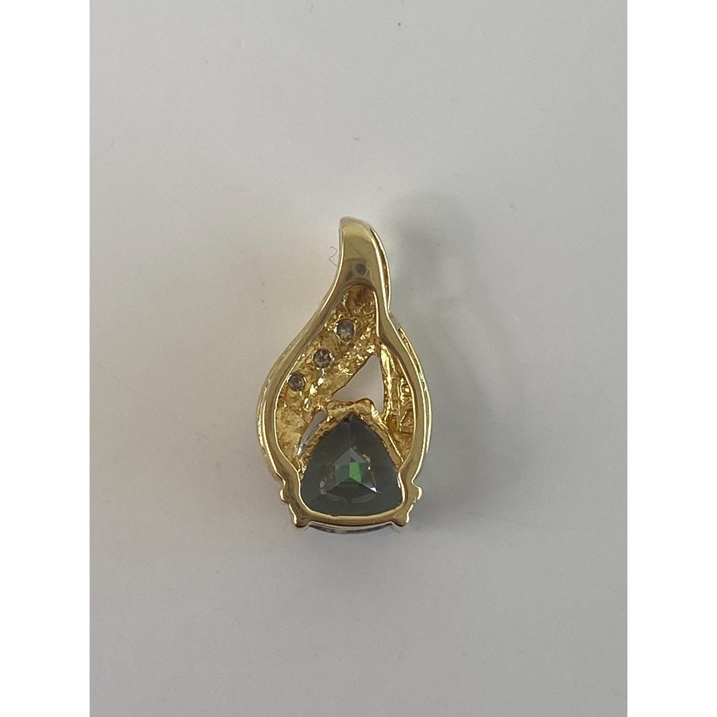 Vintage Solid 10k Yellow Gold Mystic Topaz Diamond Charm