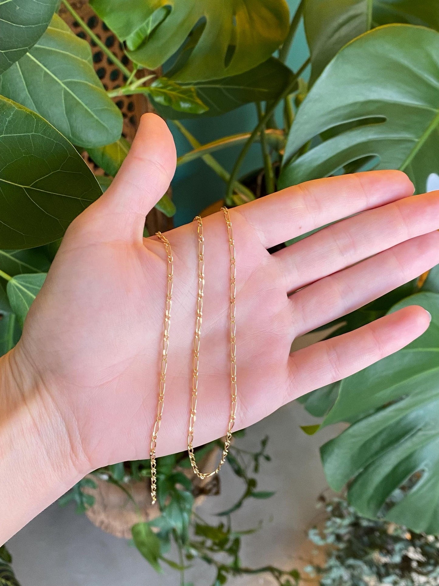 Vintage Solid 18k Yellow Gold Fancy Chain Necklace - 17.75 inches