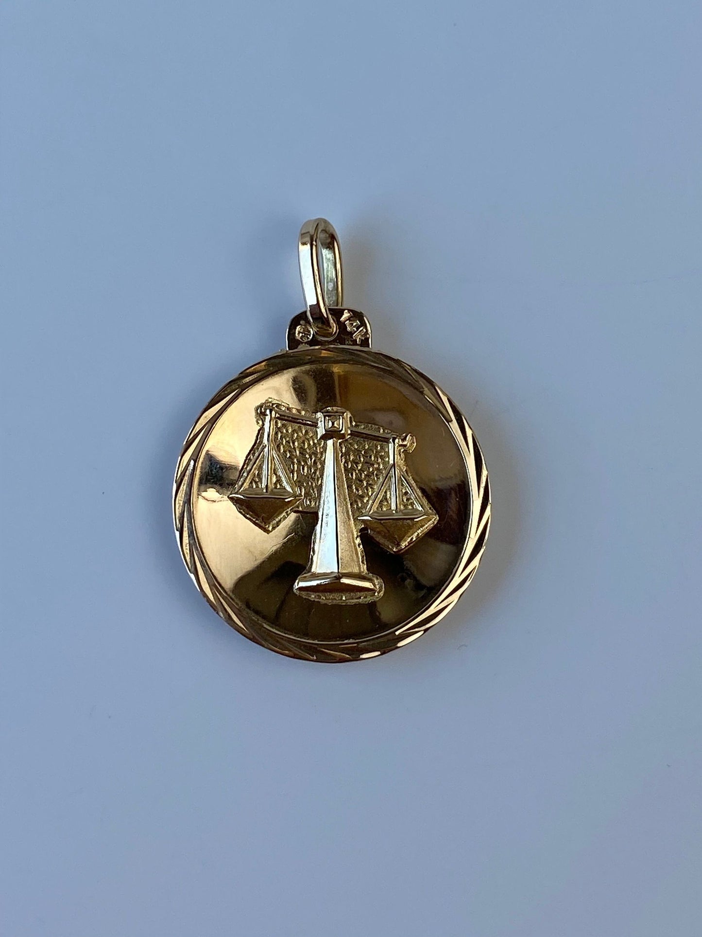 Vintage Solid 14k Yellow Gold Large Libra Zodiac Charm