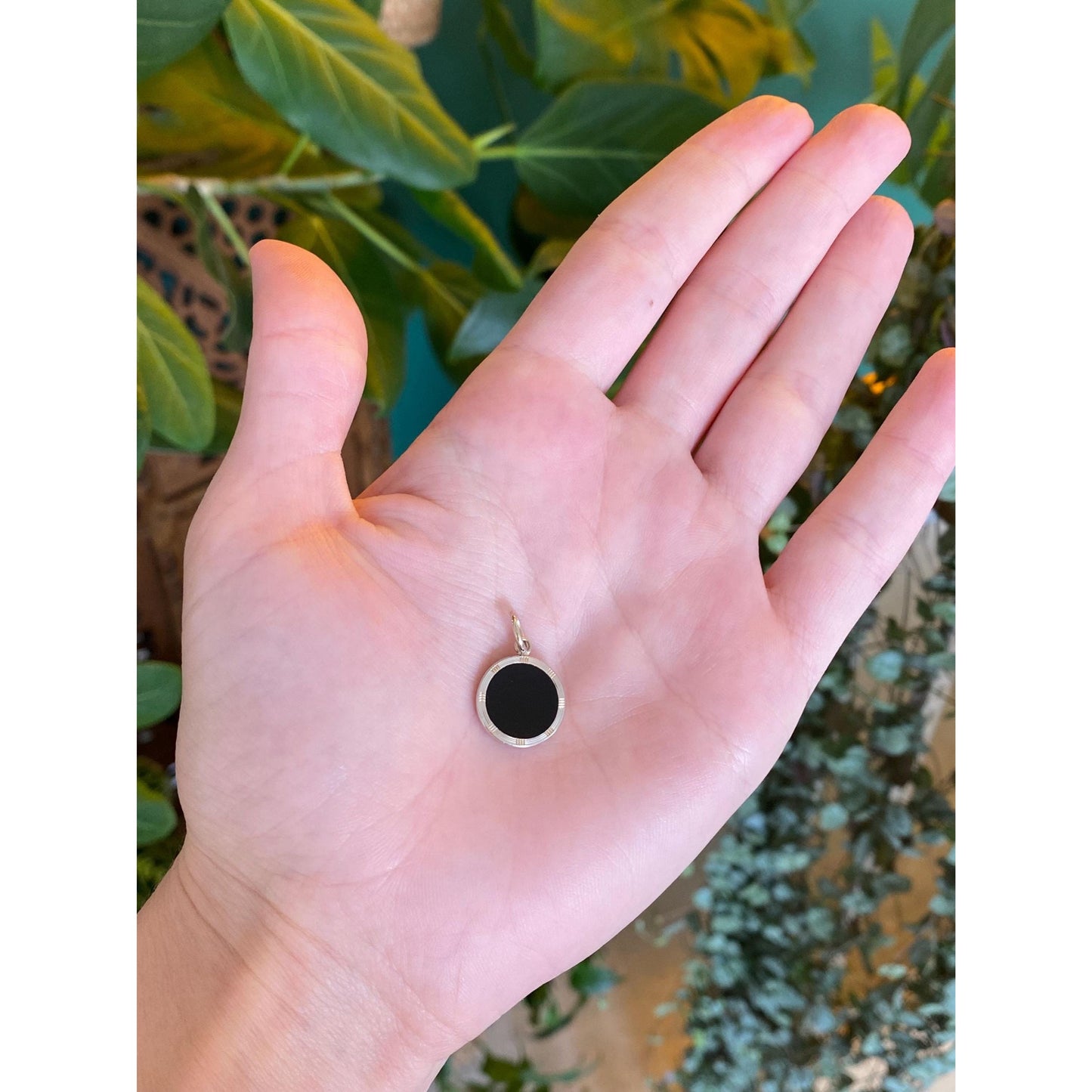 Vintage Solid 10k White & Yellow Gold Onyx Cufflink Conversion Charm