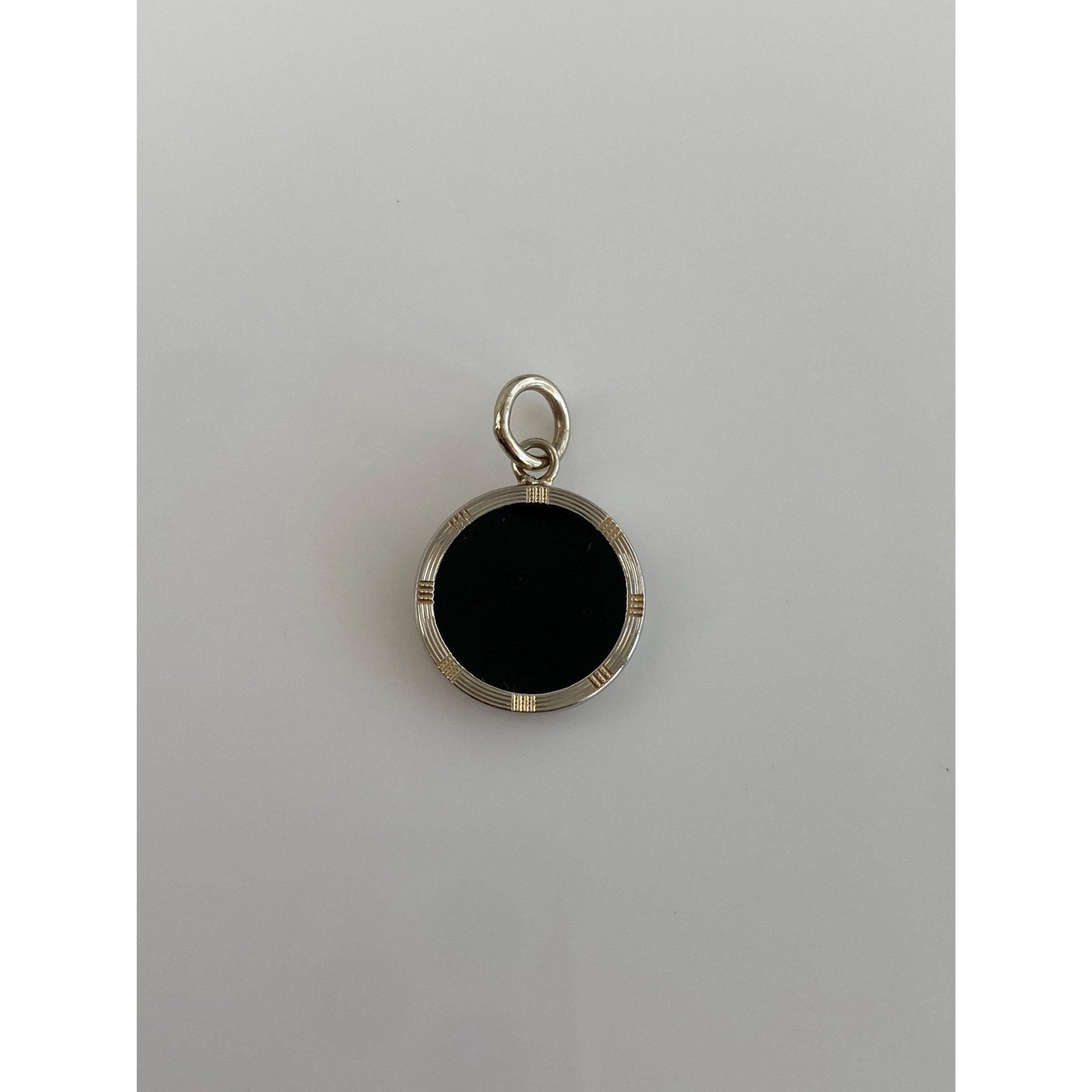 Vintage Solid 10k White & Yellow Gold Onyx Cufflink Conversion Charm
