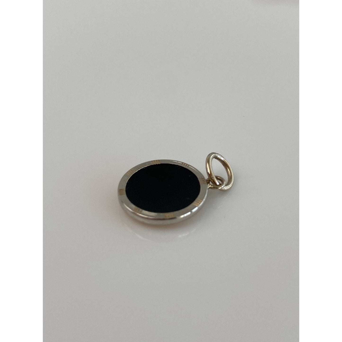 Vintage Solid 10k White & Yellow Gold Onyx Cufflink Conversion Charm