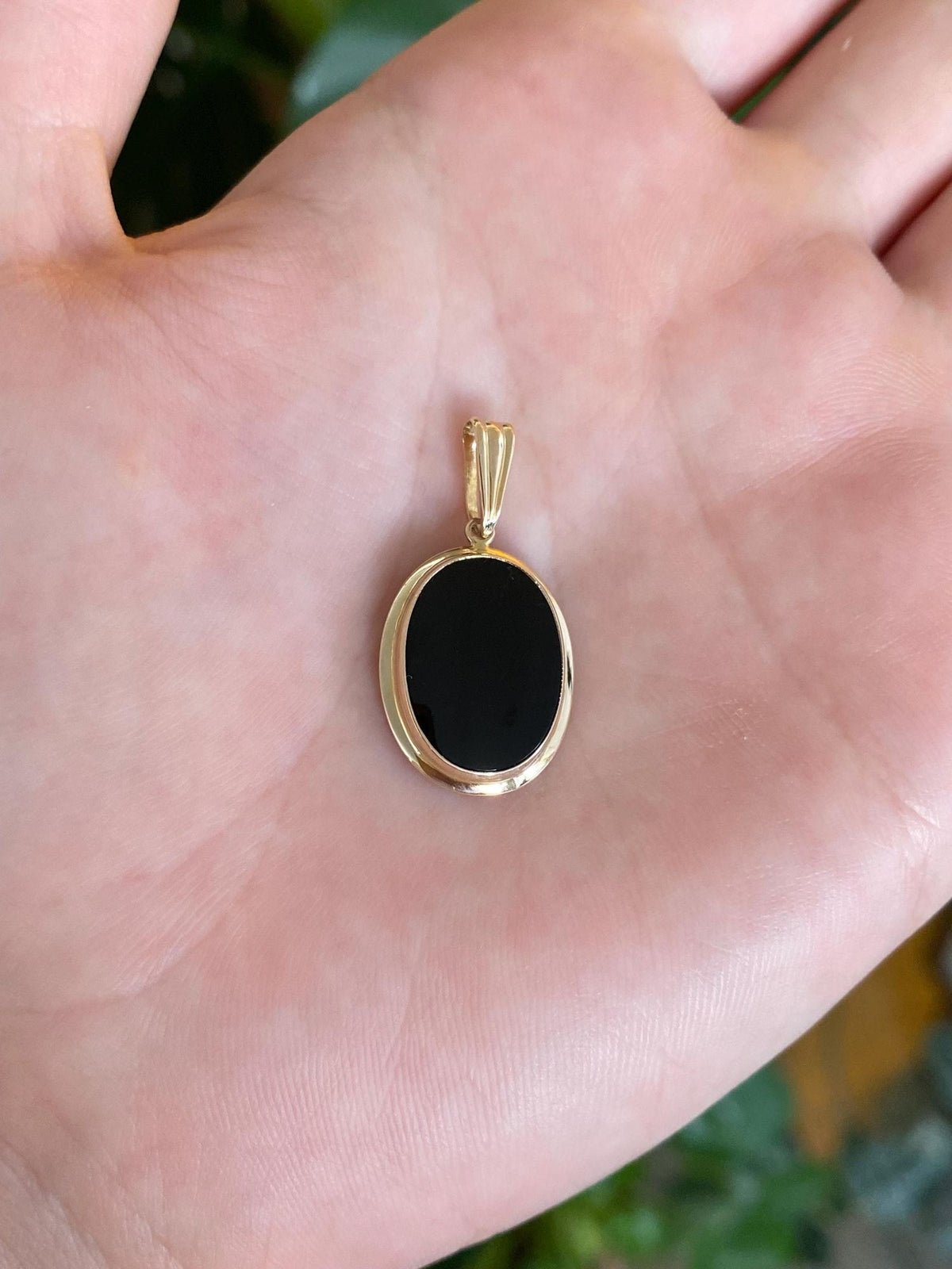 Solid 10k Yellow Gold Black Onyx Charm