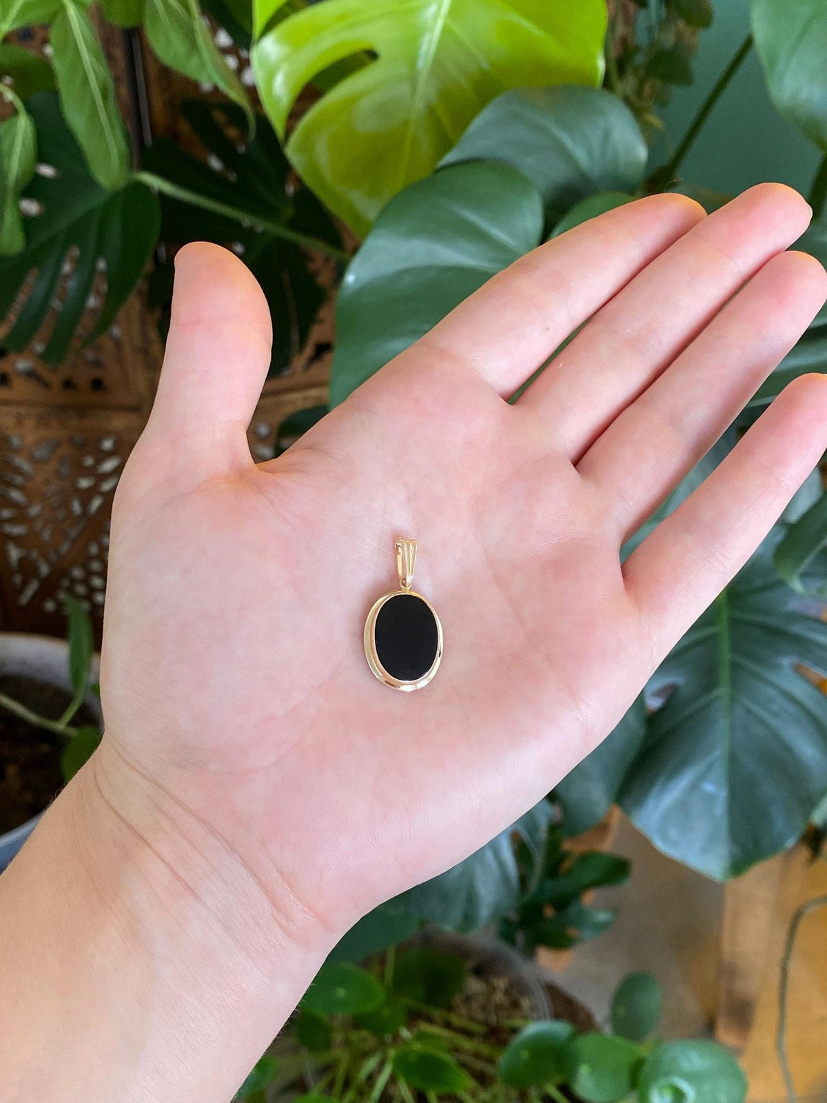 Solid 10k Yellow Gold Black Onyx Charm