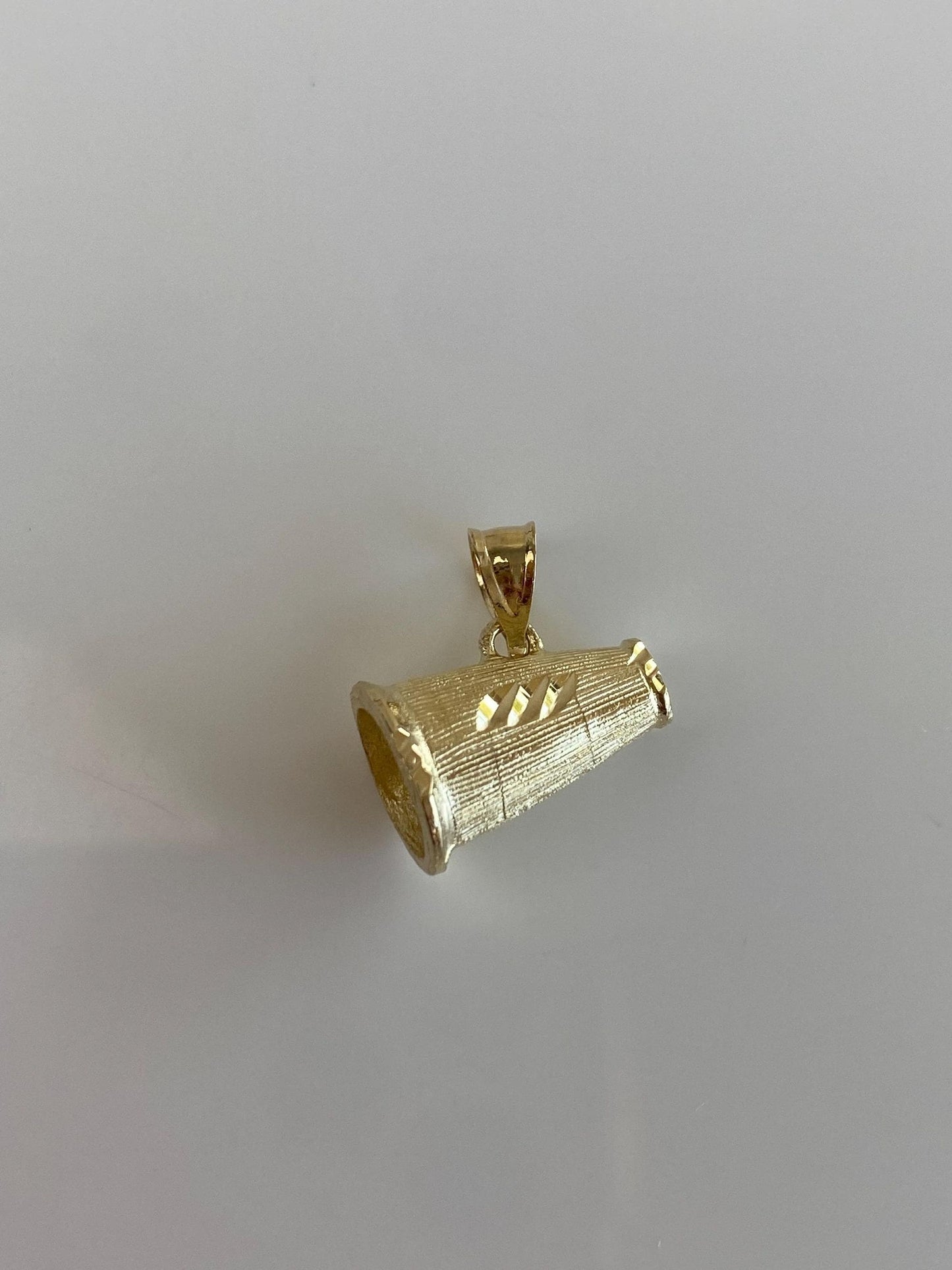 Vintage Solid 14k Yellow Gold Diamond Cut Cheer Horn Charm