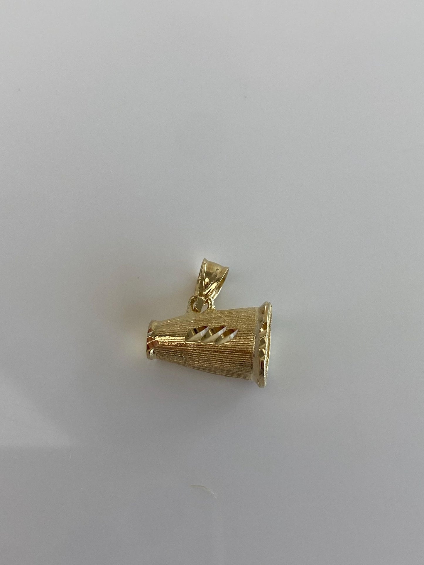 Vintage Solid 14k Yellow Gold Diamond Cut Cheer Horn Charm