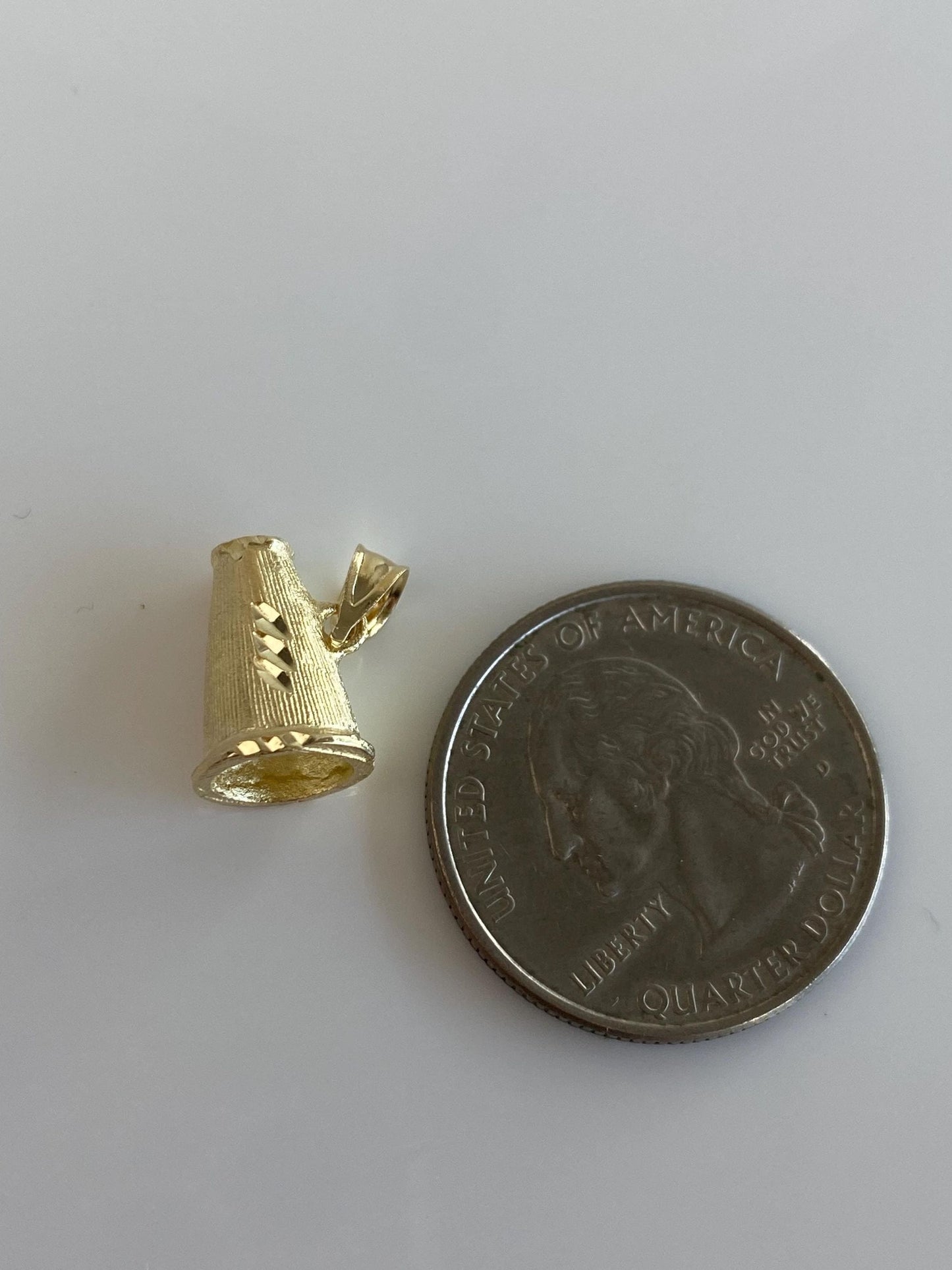 Vintage Solid 14k Yellow Gold Diamond Cut Cheer Horn Charm