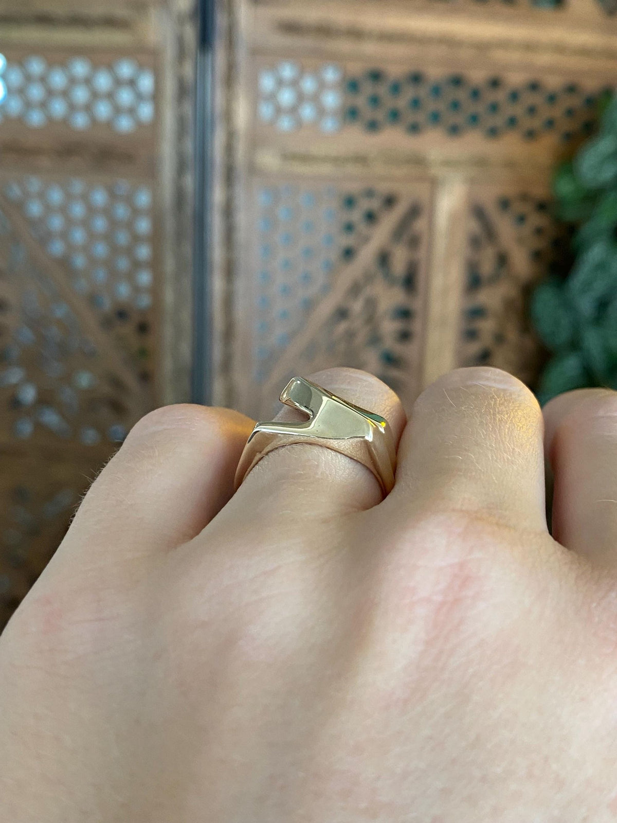 Vintage Solid 14k Yellow Gold Abstract Ring - Size 5.75